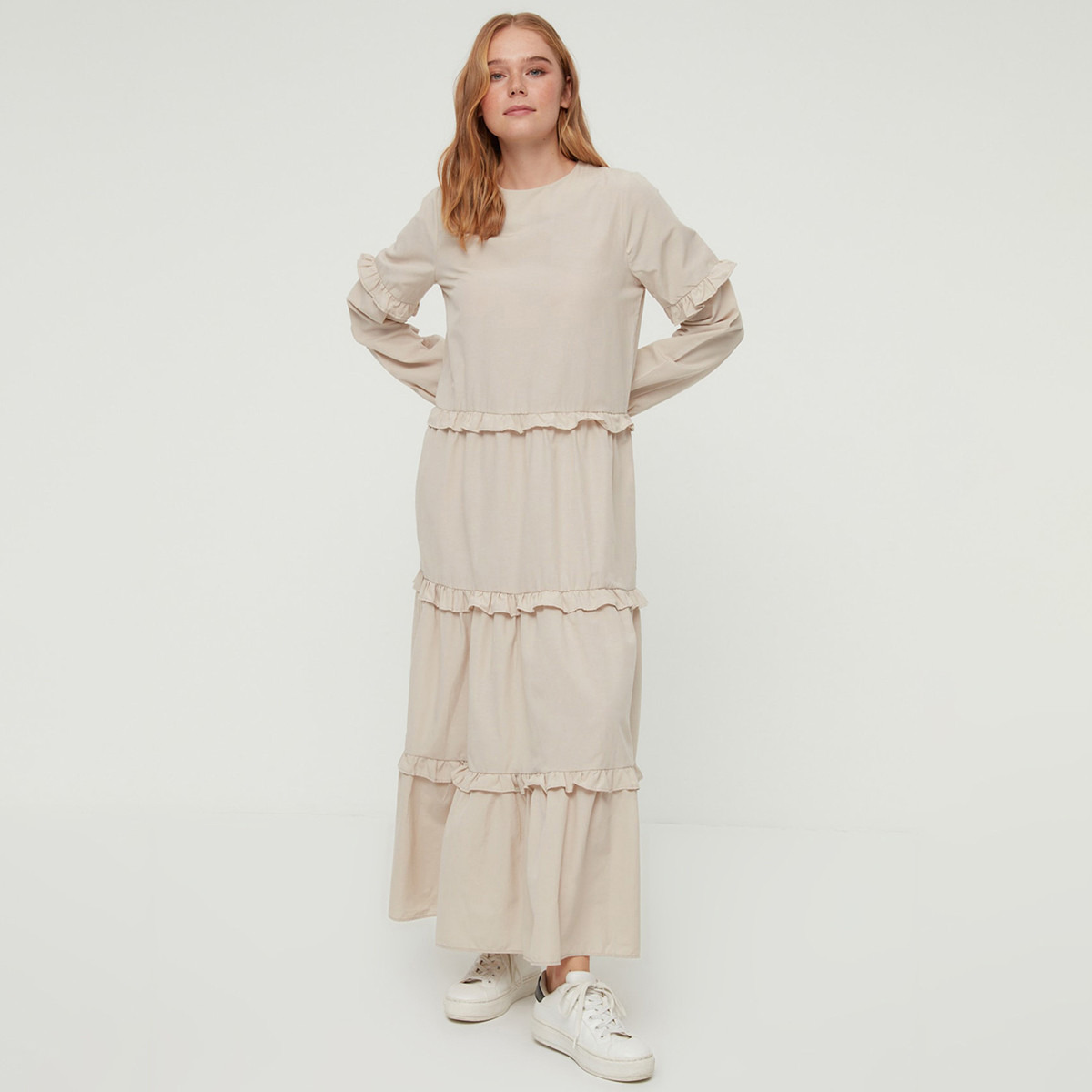 ترينديول كريم طويل فستان-women-clothing-dresses-image-1