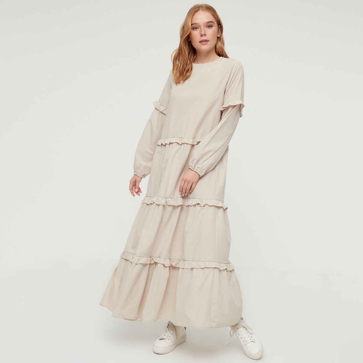 ترينديول كريم طويل فستان-women-clothing-dresses-image-2