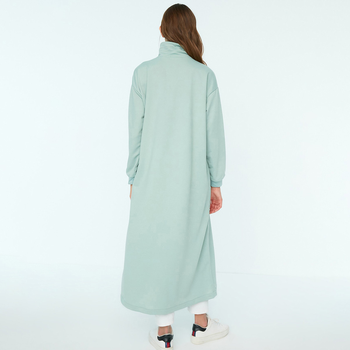 Trendyol Modest Women Solid Snap Closure High Neck Abaya-women-arabicclothing-abayas-image-5