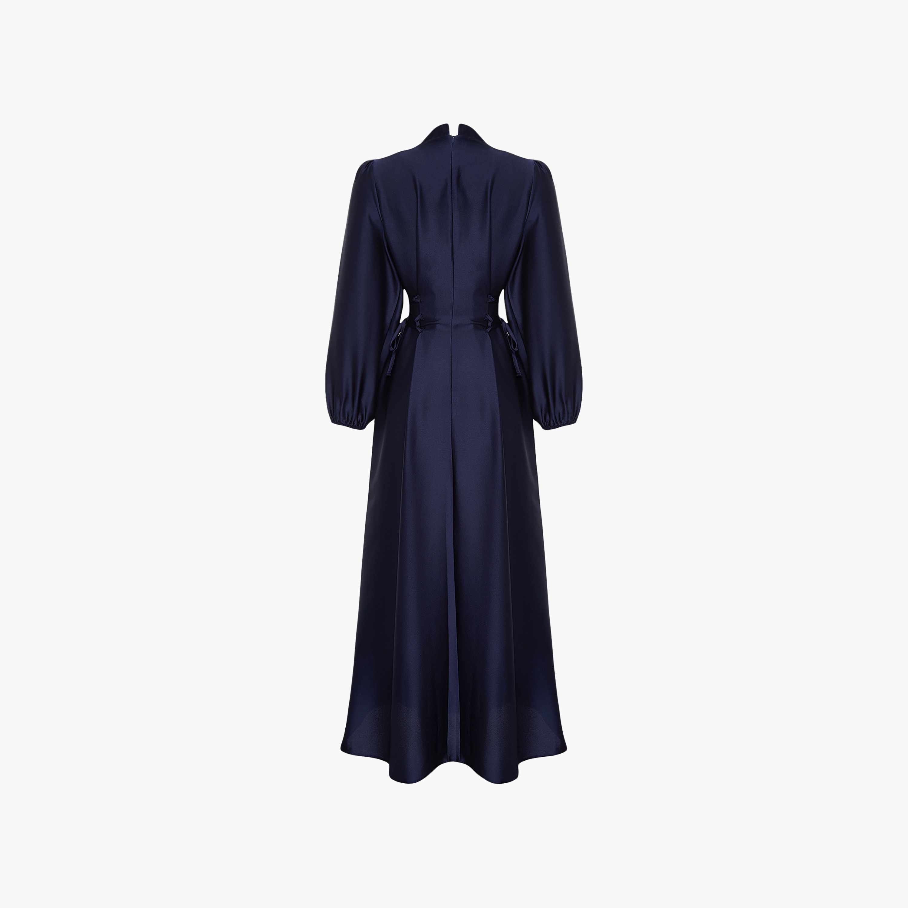 Trendyol Modest Blue Satin High Neck Elasticated Cuff Sleeves Flared Evening Women's Maxi Dress-women-clothing-dresses-image-6