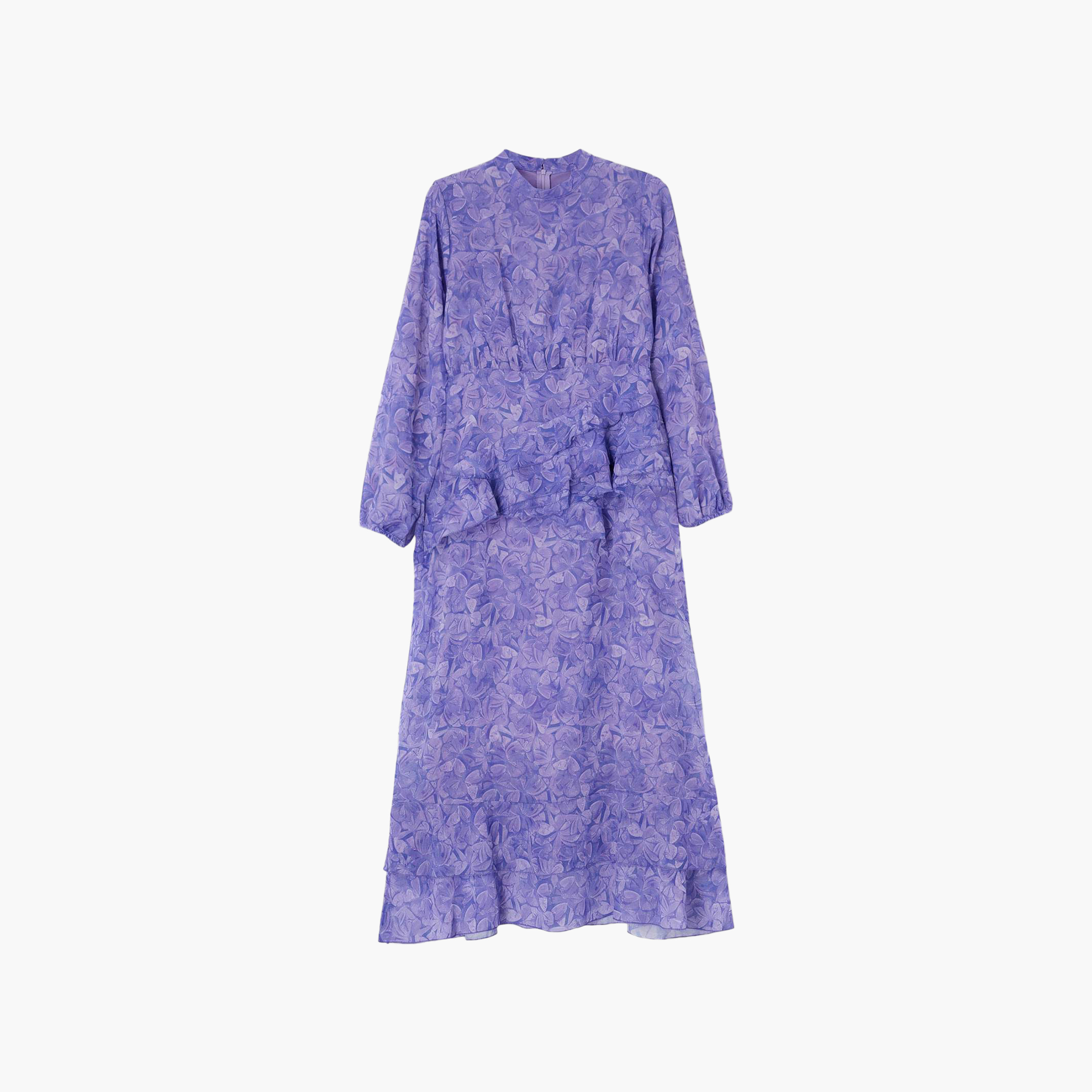 Trendyol Modest Floral Motifs Chiffon Mock Neck Ruffle Women's Maxi Dress-women-clothing-dresses-image-6