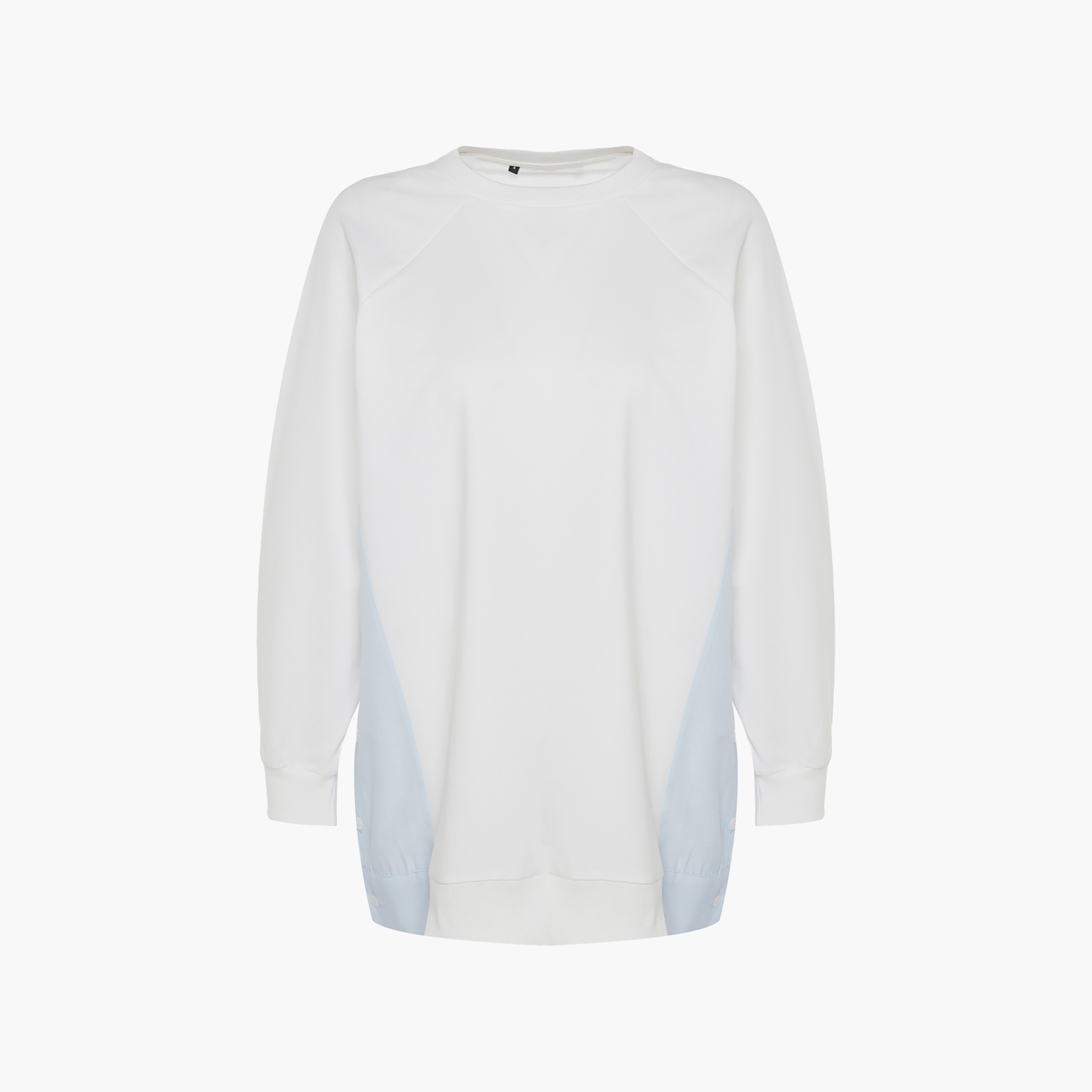 سويت شيرت حريمي محتشم أبيض بألوان متباينة وأكمام راجلان من ترينديول-women-clothing-hoodiesandsweatshirts-sweatshirts-image-8