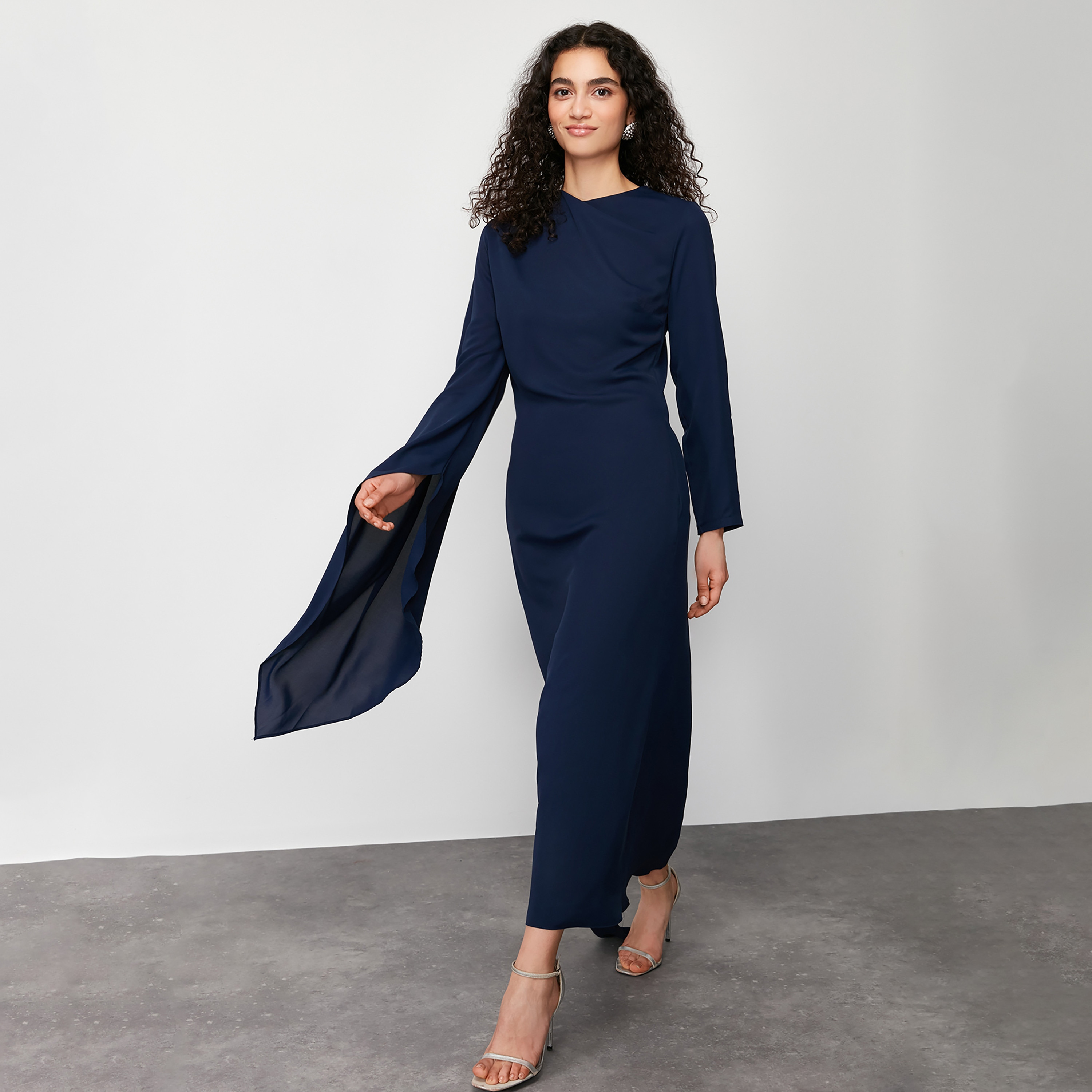 Trendyol Modest Cape Sleeve Evening Women's Maxi Dress-women-clothing-dresses-image-1
