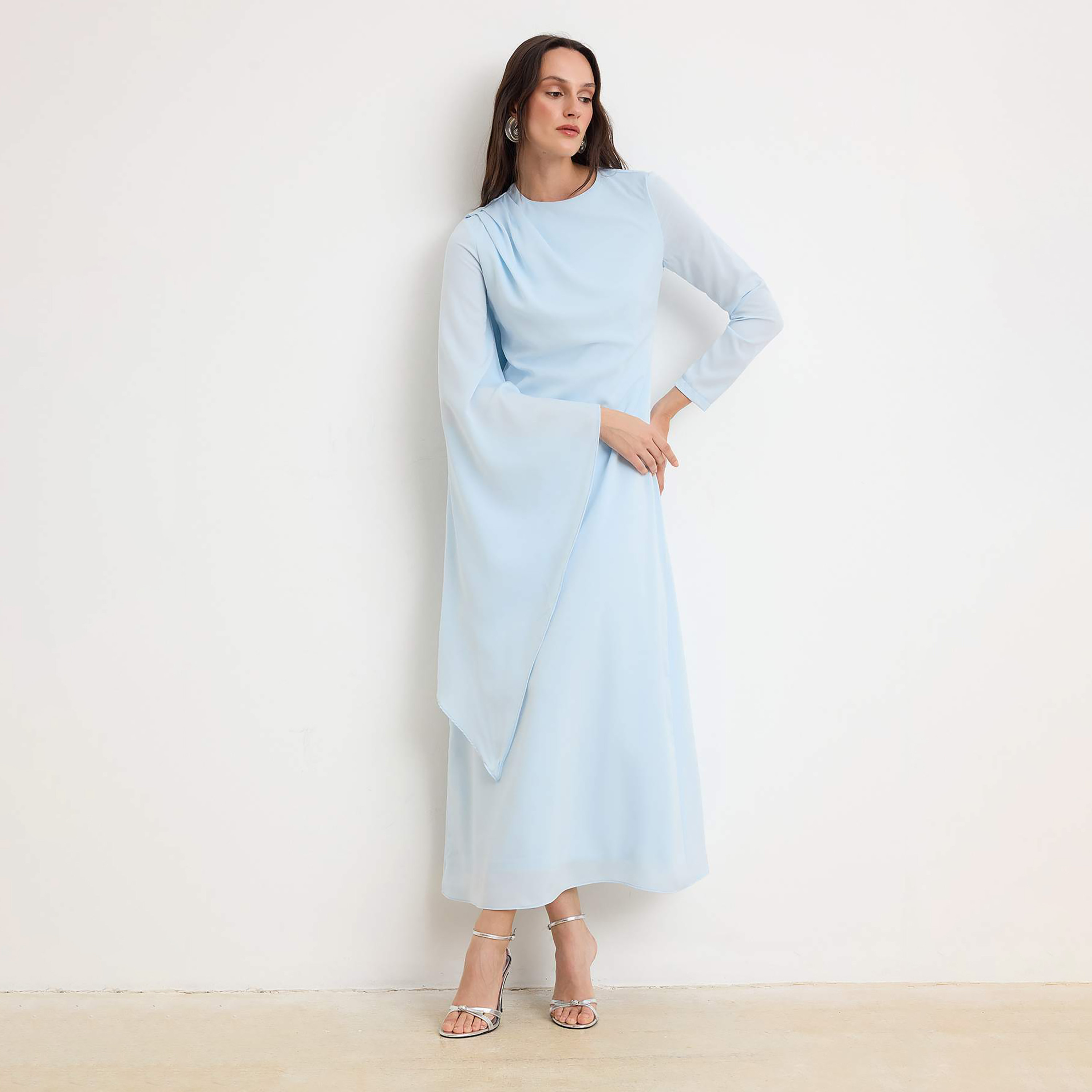 Trendyol Modest Cape Sleeve Evening Women's Maxi Dress-women-clothing-dresses-image-1