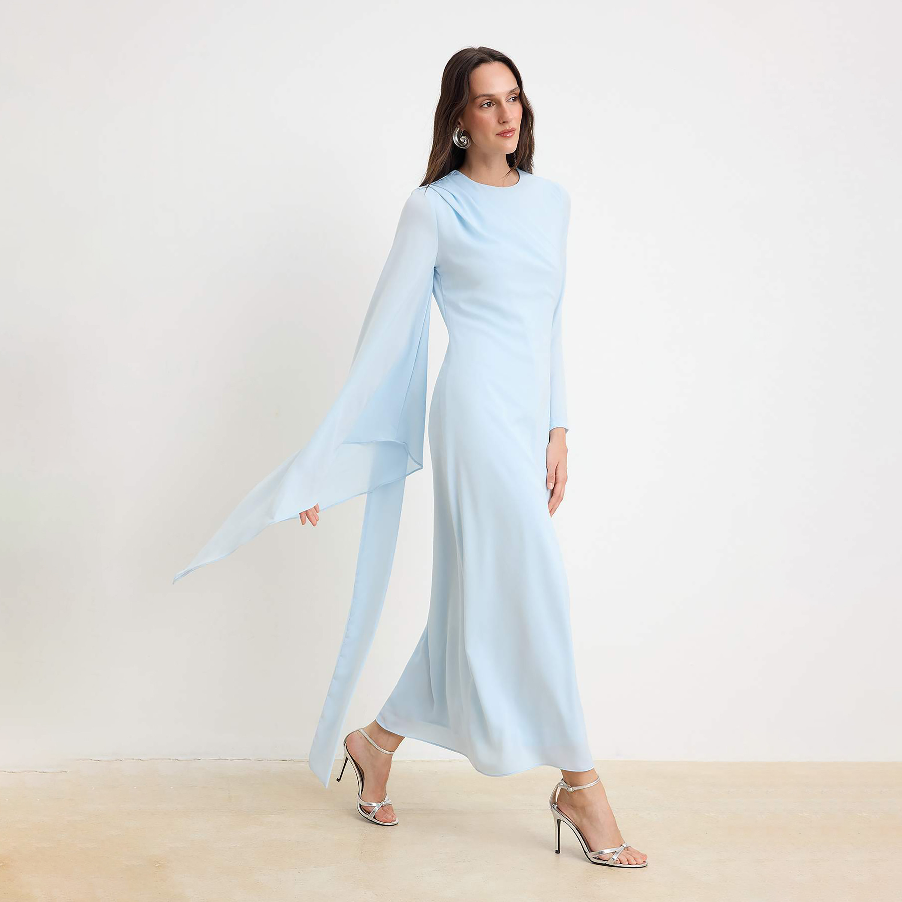 Trendyol Modest Cape Sleeve Evening Women's Maxi Dress-women-clothing-dresses-image-2