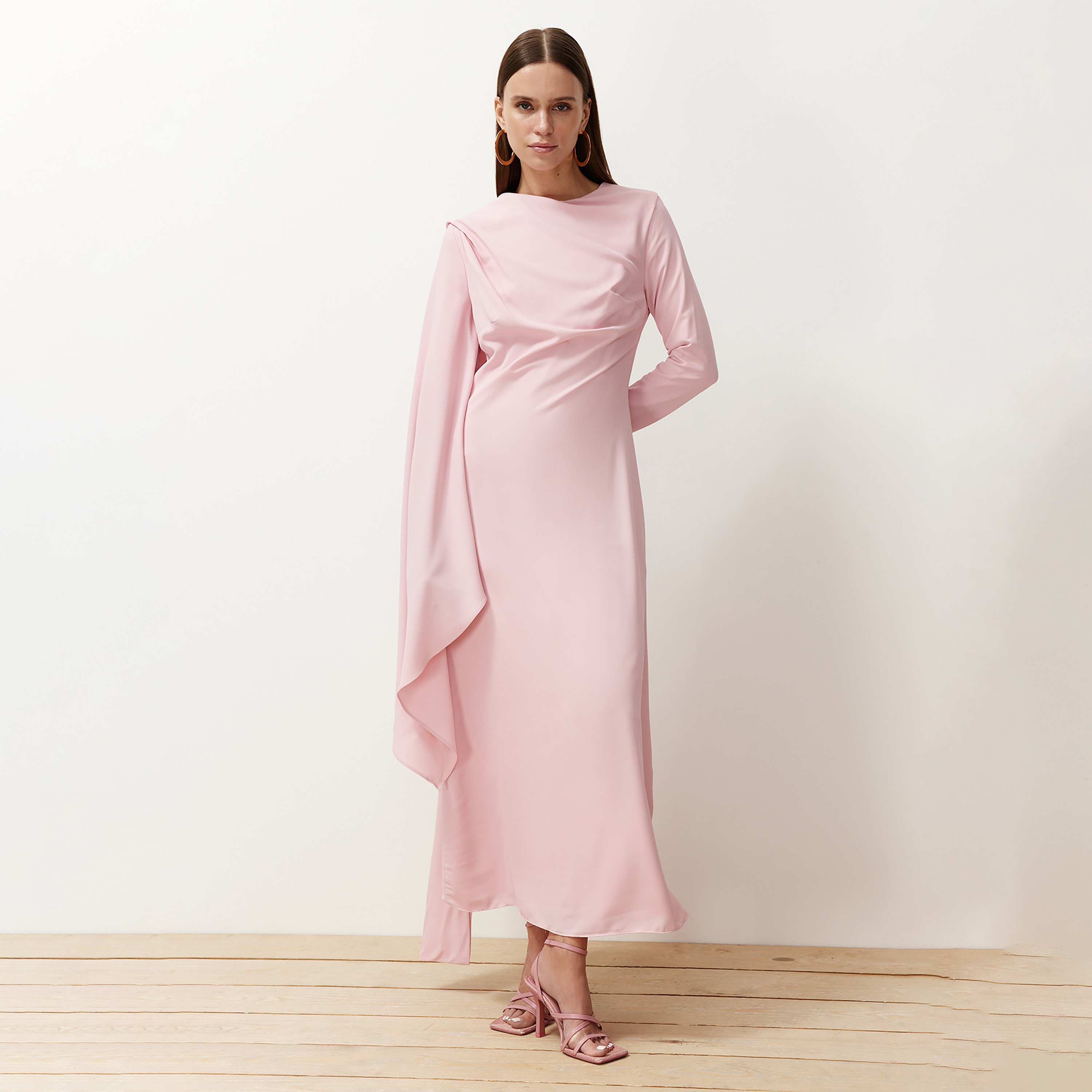 فستان سهرة نسائي ماكسي محتشم بأكمام واسعة-women-clothing-dresses-image-1