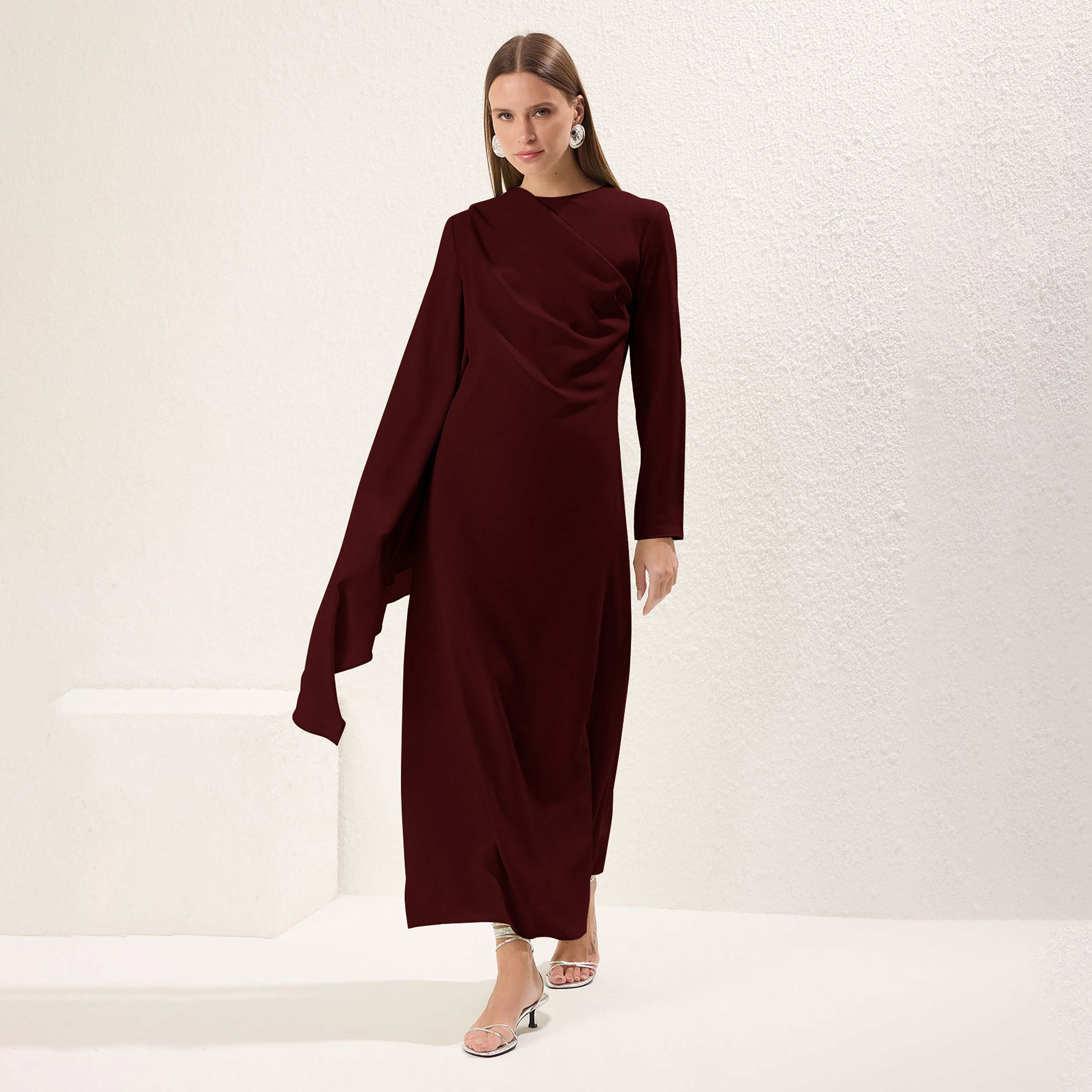 فستان سهرة نسائي ماكسي محتشم بأكمام واسعة-women-clothing-dresses-image-2