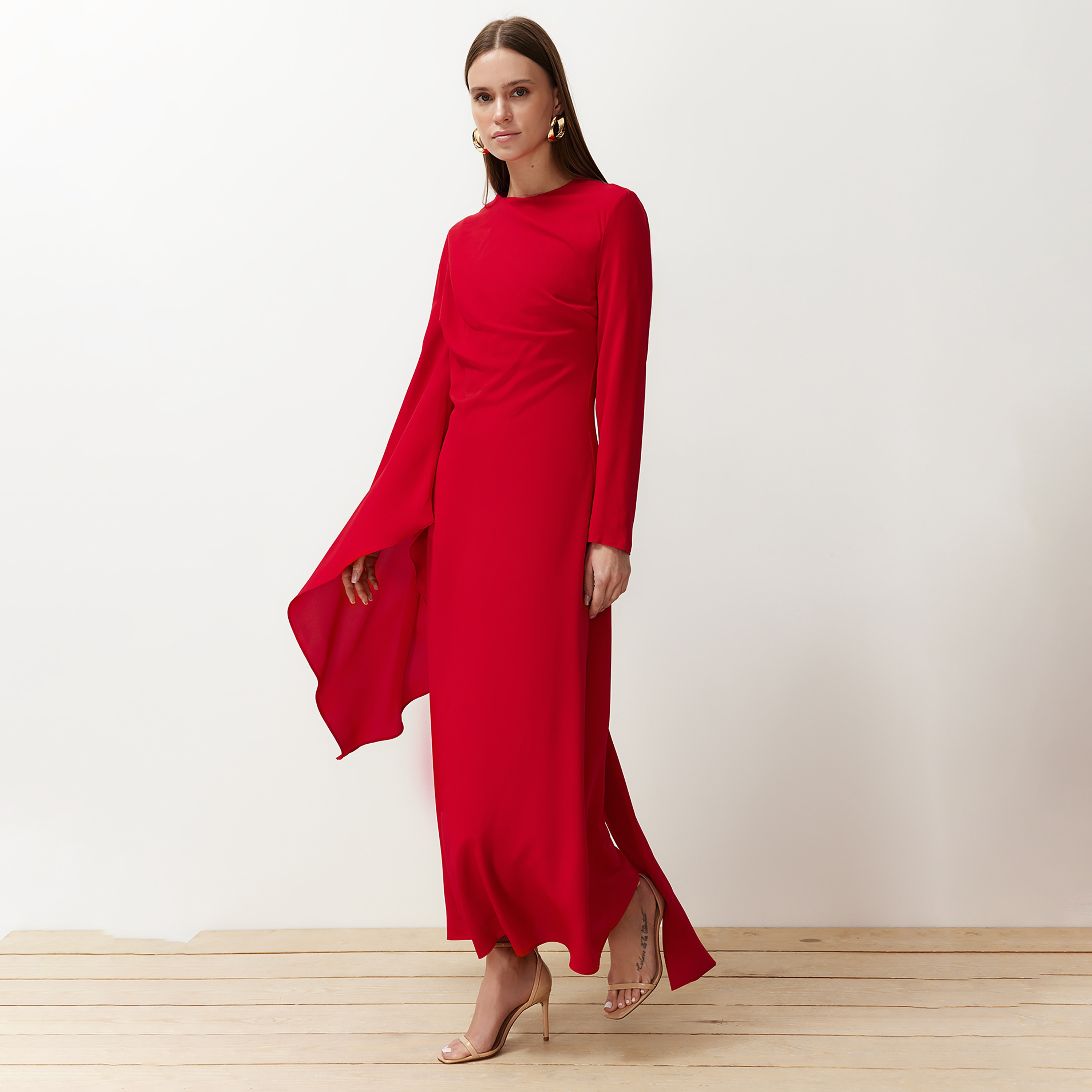 فستان سهرة نسائي ماكسي محتشم بأكمام واسعة-women-clothing-dresses-image-2