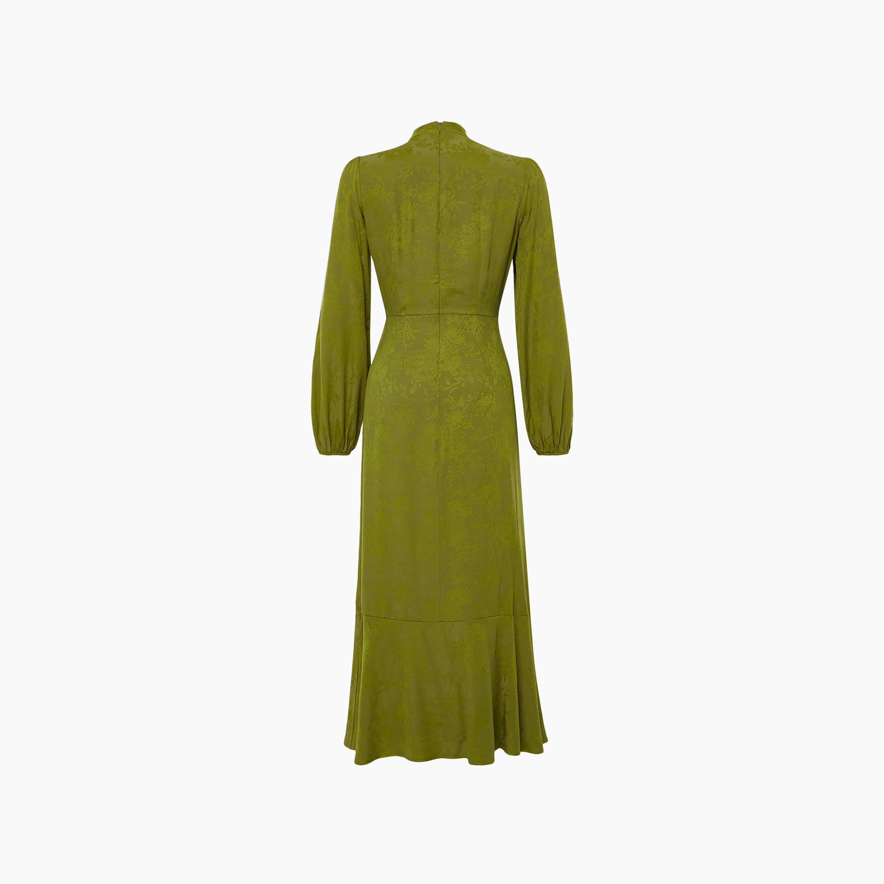 Trendyol Modest Green Jacquard Floral High Neck Balloon Sleeves Tiered Women's Maxi Dress-women-clothing-dresses-image-8