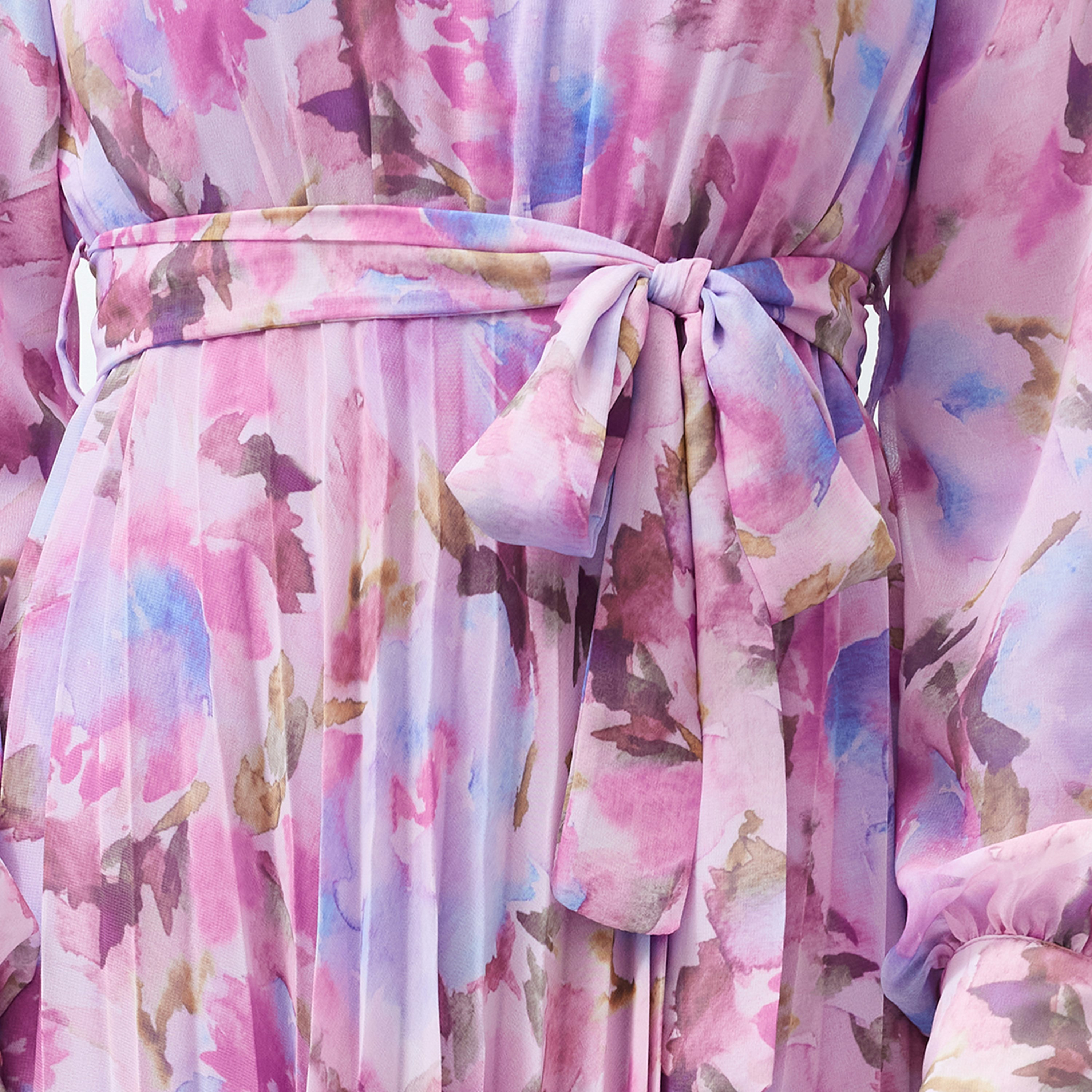 Trendyol Modest Multicolor Abstract Floral Chiffon Bishop Sleeves Fit & Flared Women's Maxi Dress-women-clothing-dresses-image-4