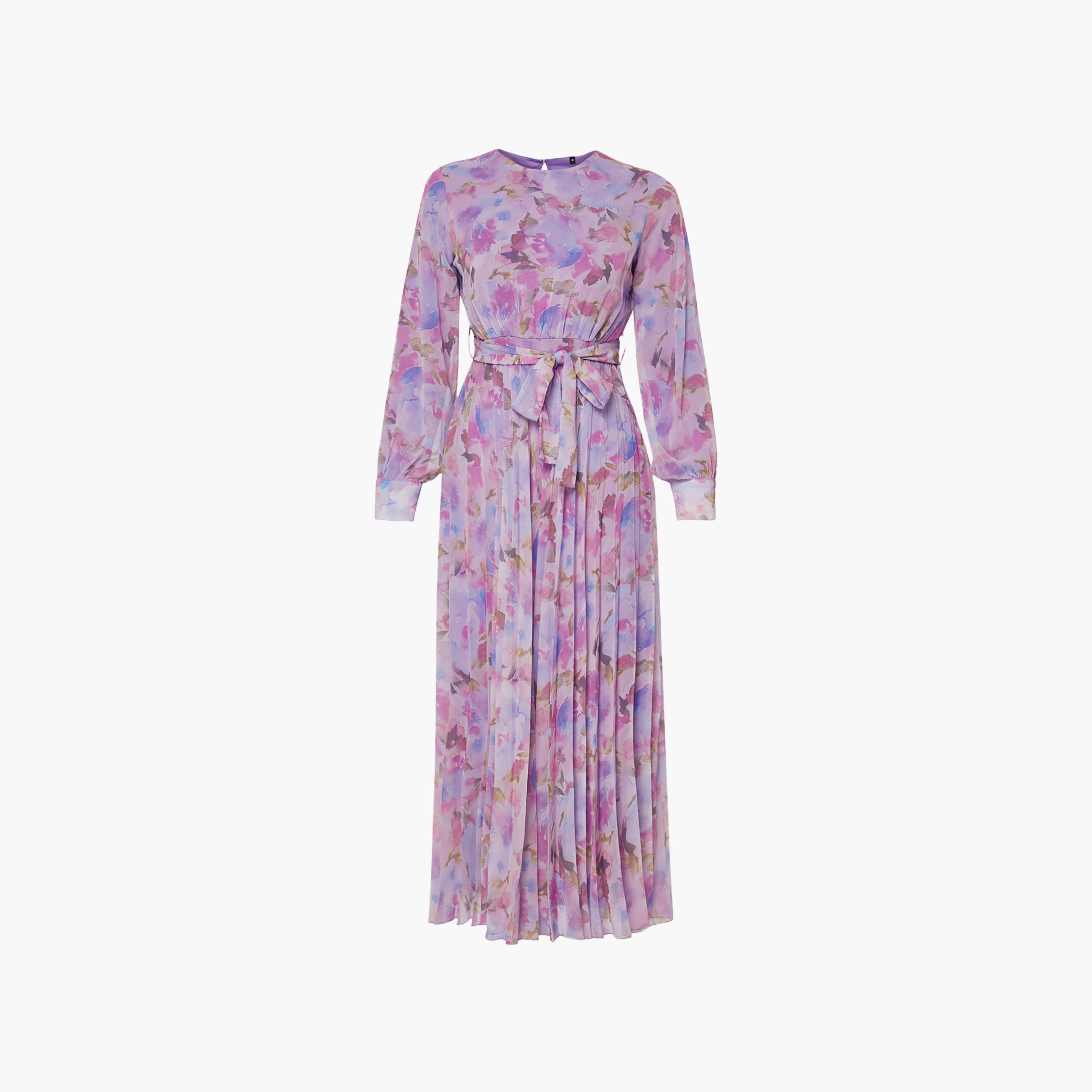 Trendyol Modest Multicolor Abstract Floral Chiffon Bishop Sleeves Fit & Flared Women's Maxi Dress-women-clothing-dresses-image-5