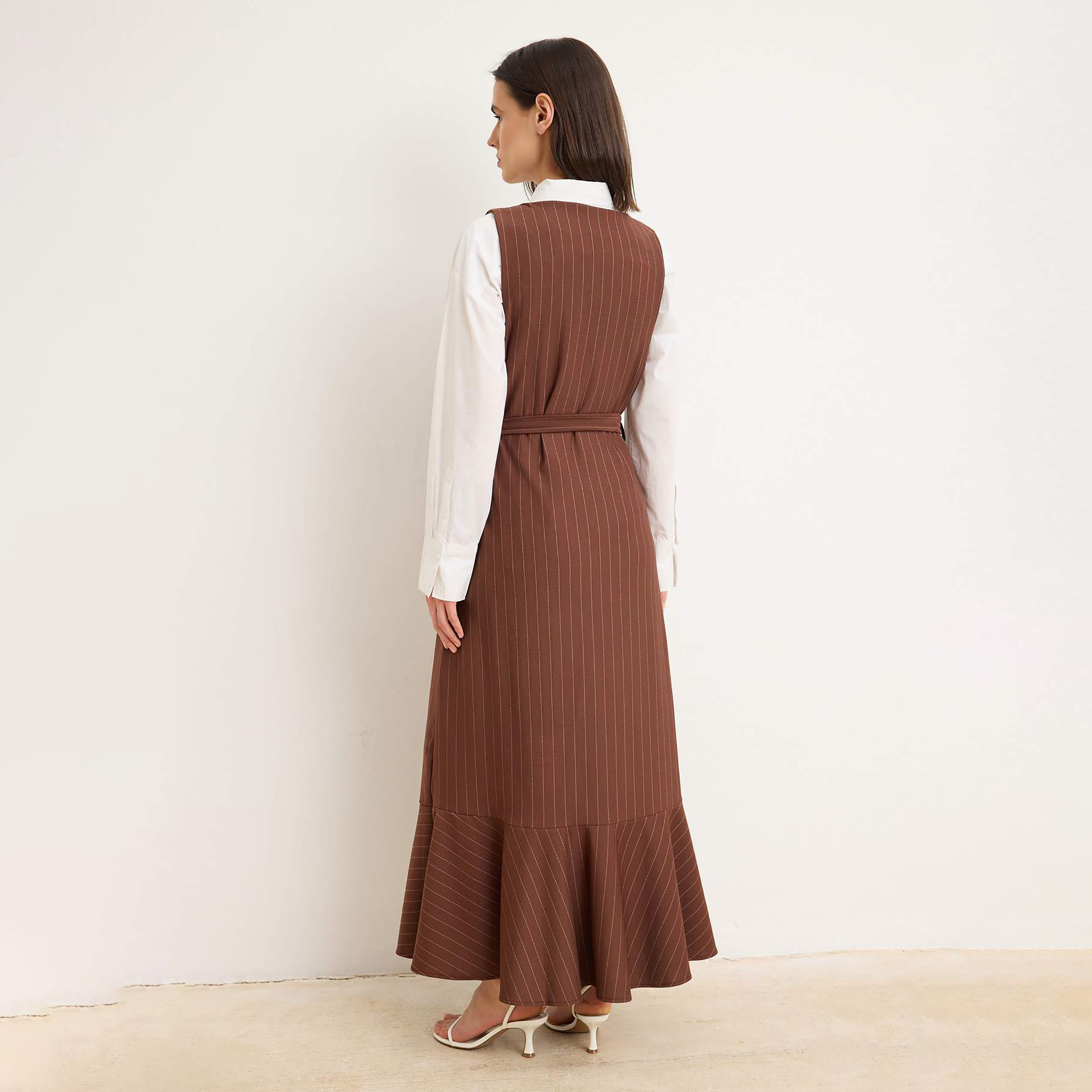 Trendyol Modest Brown Striped Tiered Women's Maxi Dress-women-clothing-dresses-image-3