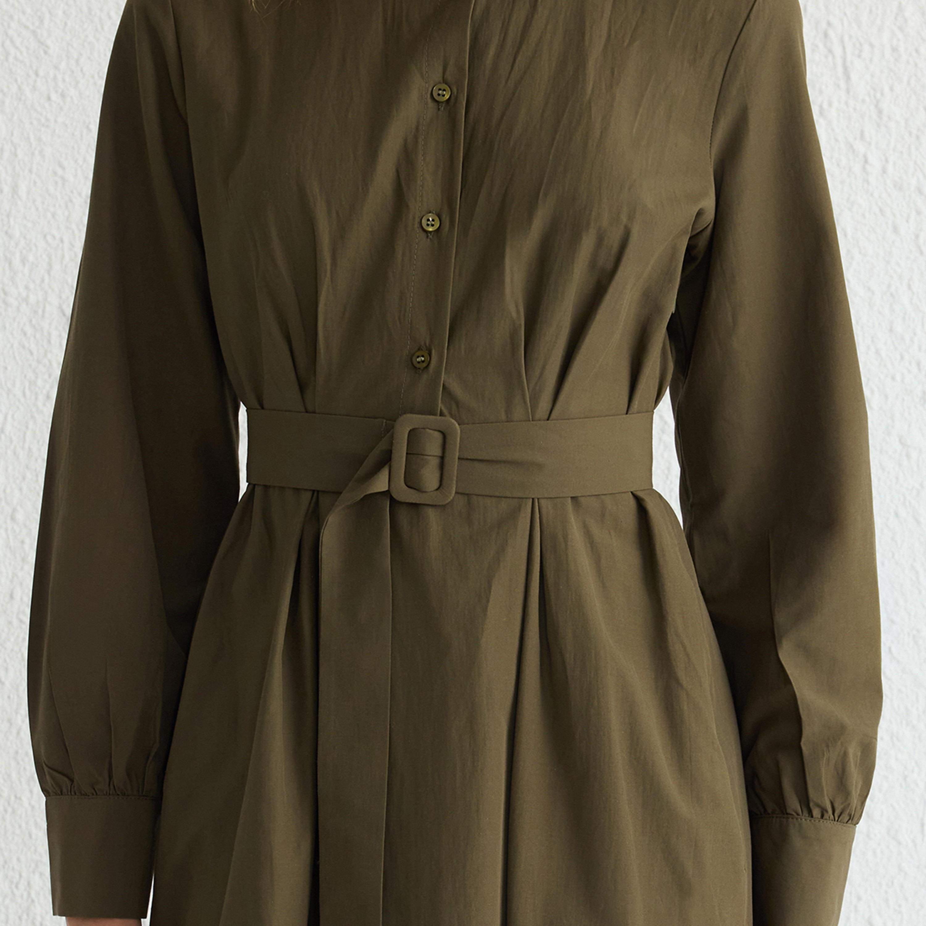 Modest Green Collared Cuffed Sleeves Women's Maxi Shirt Dress-women-clothing-dresses-image-6