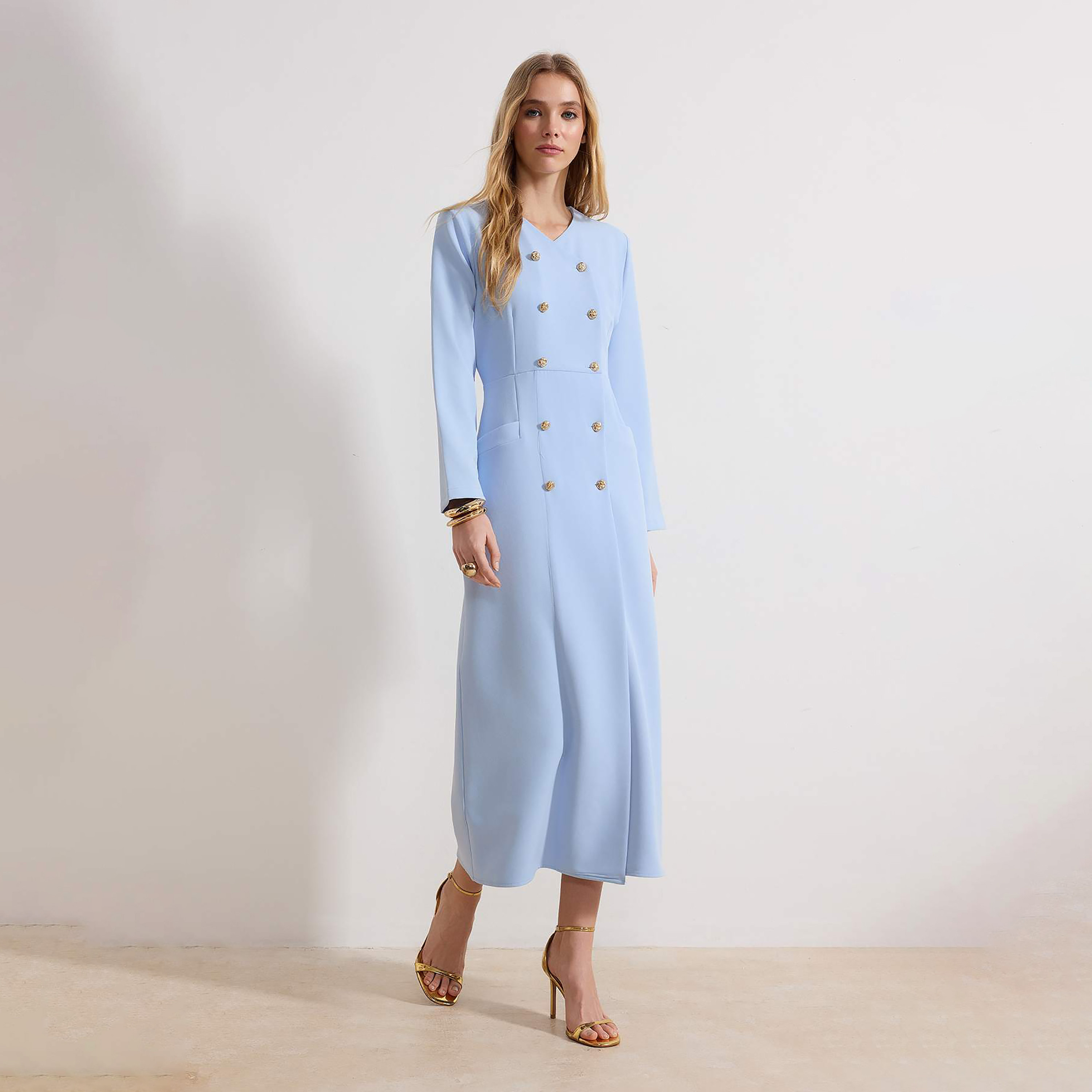 Modest Blue Women's Midi Dress-women-clothing-dresses-image-1