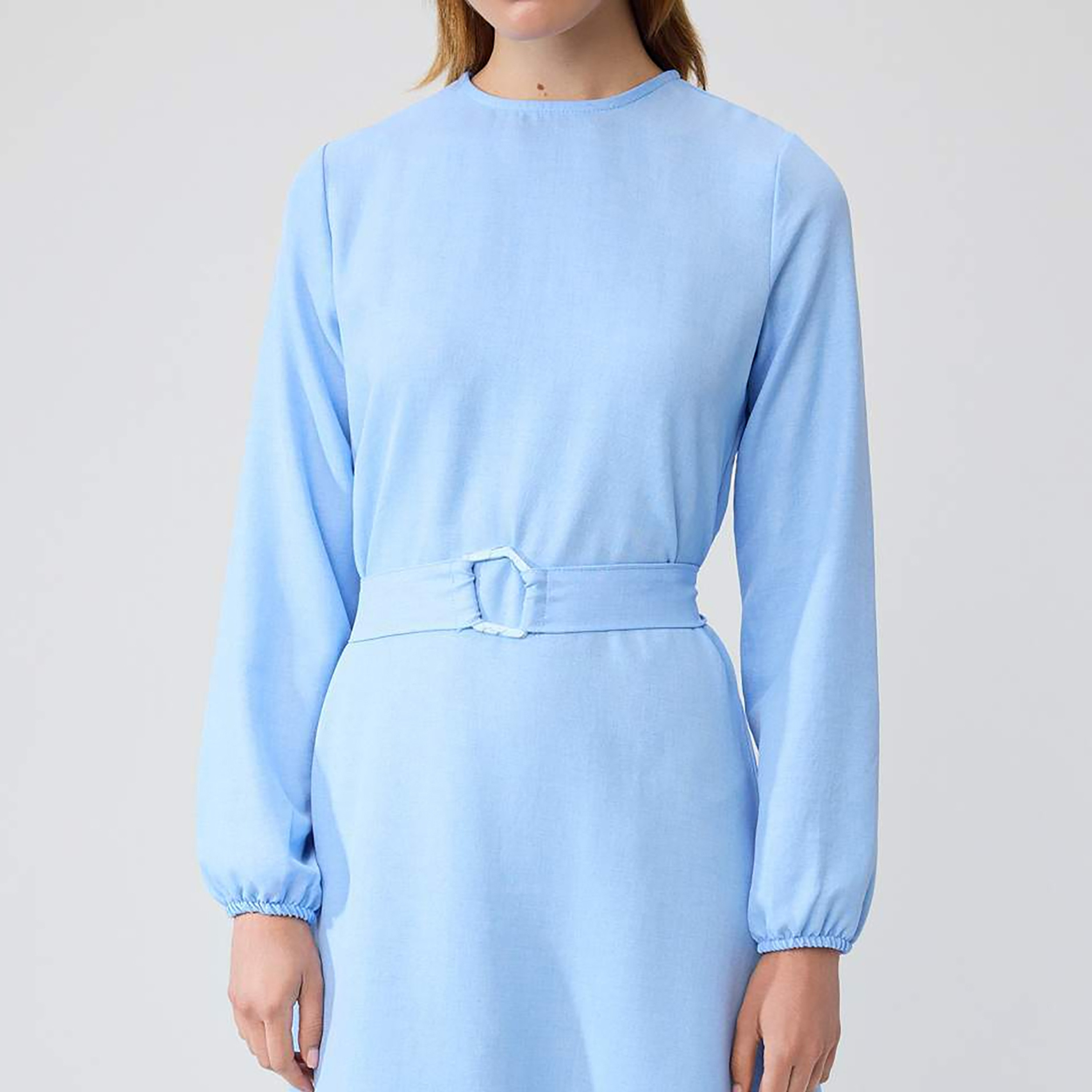 فستان ماكسي حريمي محتشم بأساور مطاطية من ترينديول-women-clothing-dresses-image-4