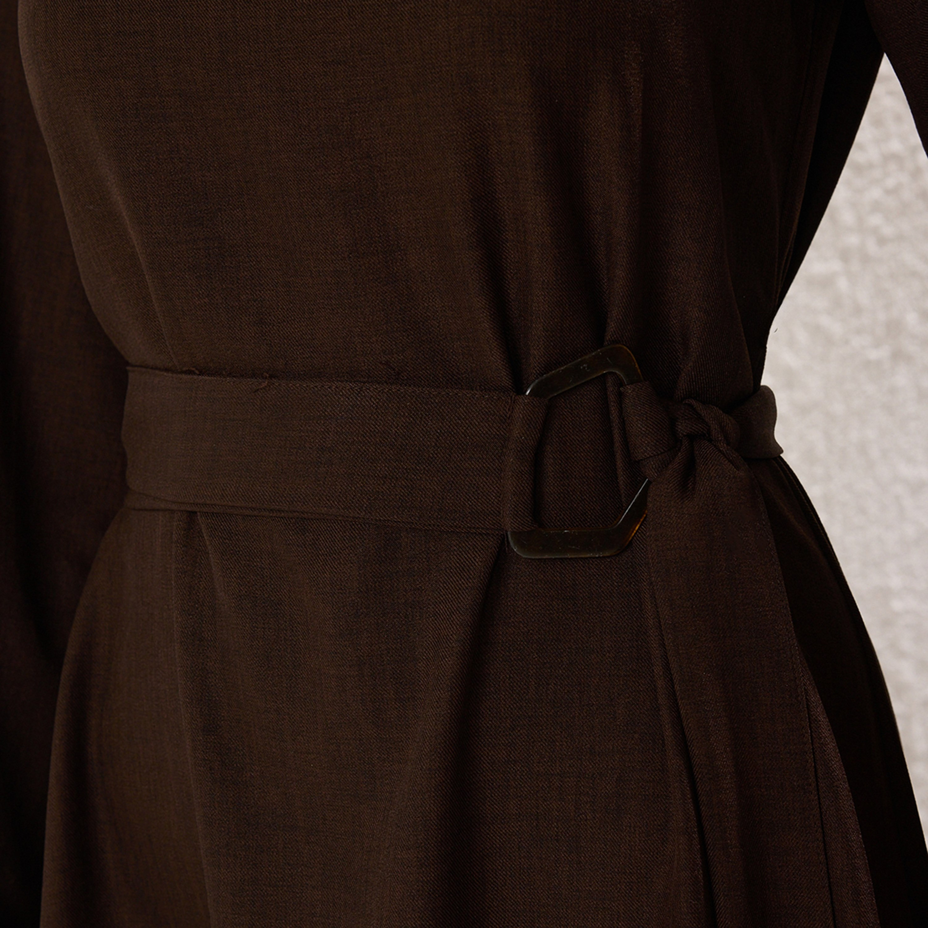فستان ماكسي حريمي محتشم بأساور مطاطية من ترينديول-women-clothing-dresses-image-4