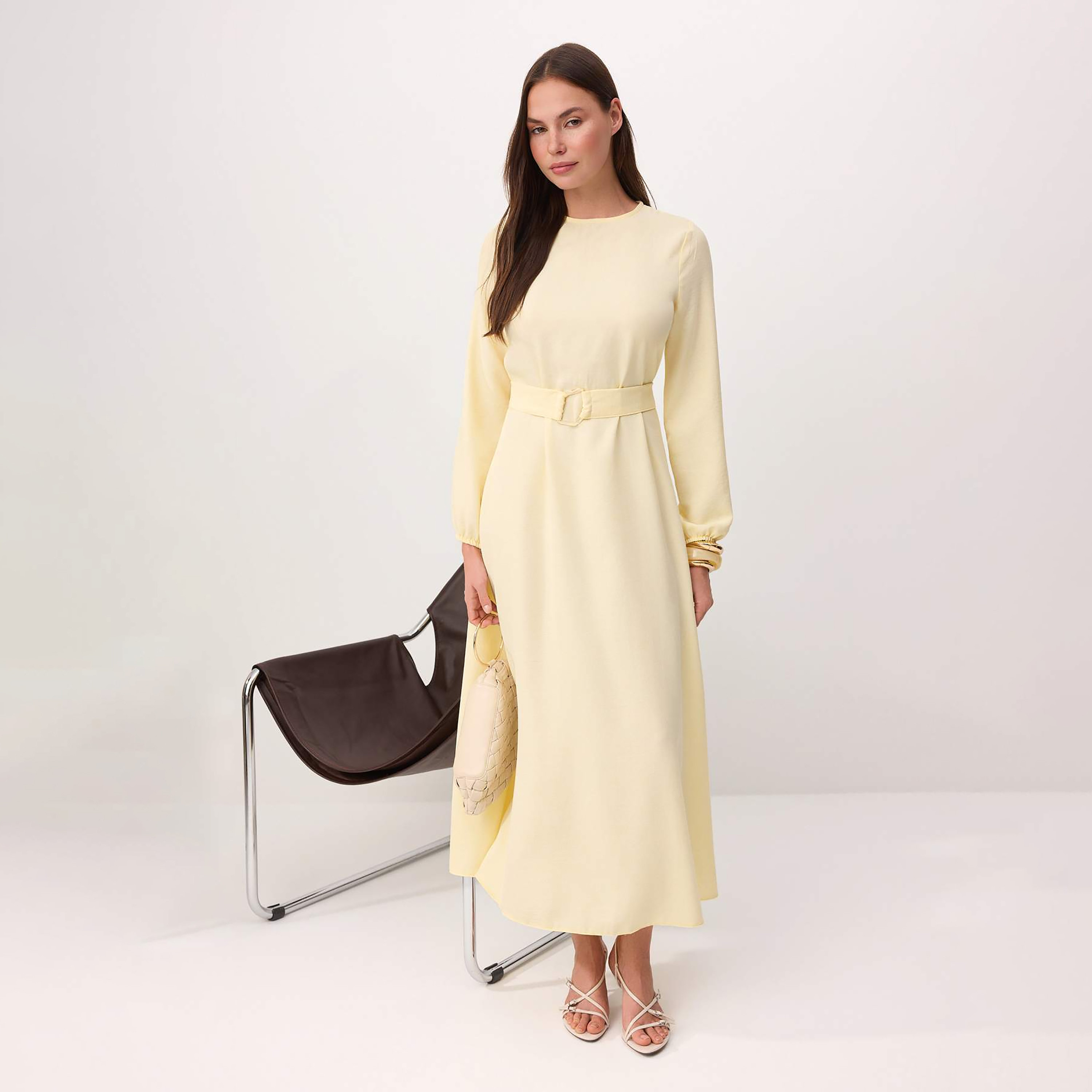 فستان ماكسي حريمي محتشم بأساور مطاطية من ترينديول-women-clothing-dresses-image-2