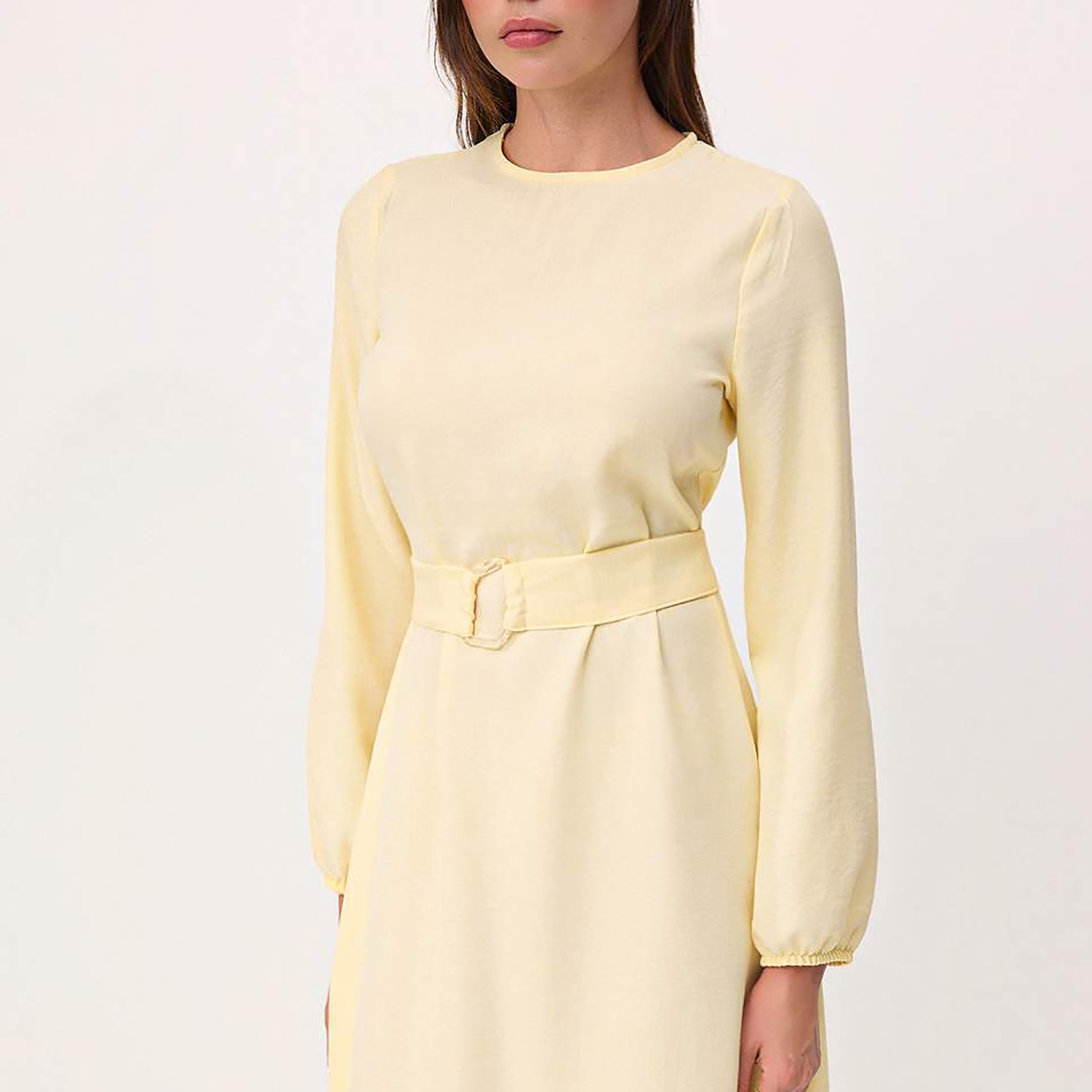 فستان ماكسي حريمي محتشم بأساور مطاطية من ترينديول-women-clothing-dresses-image-4