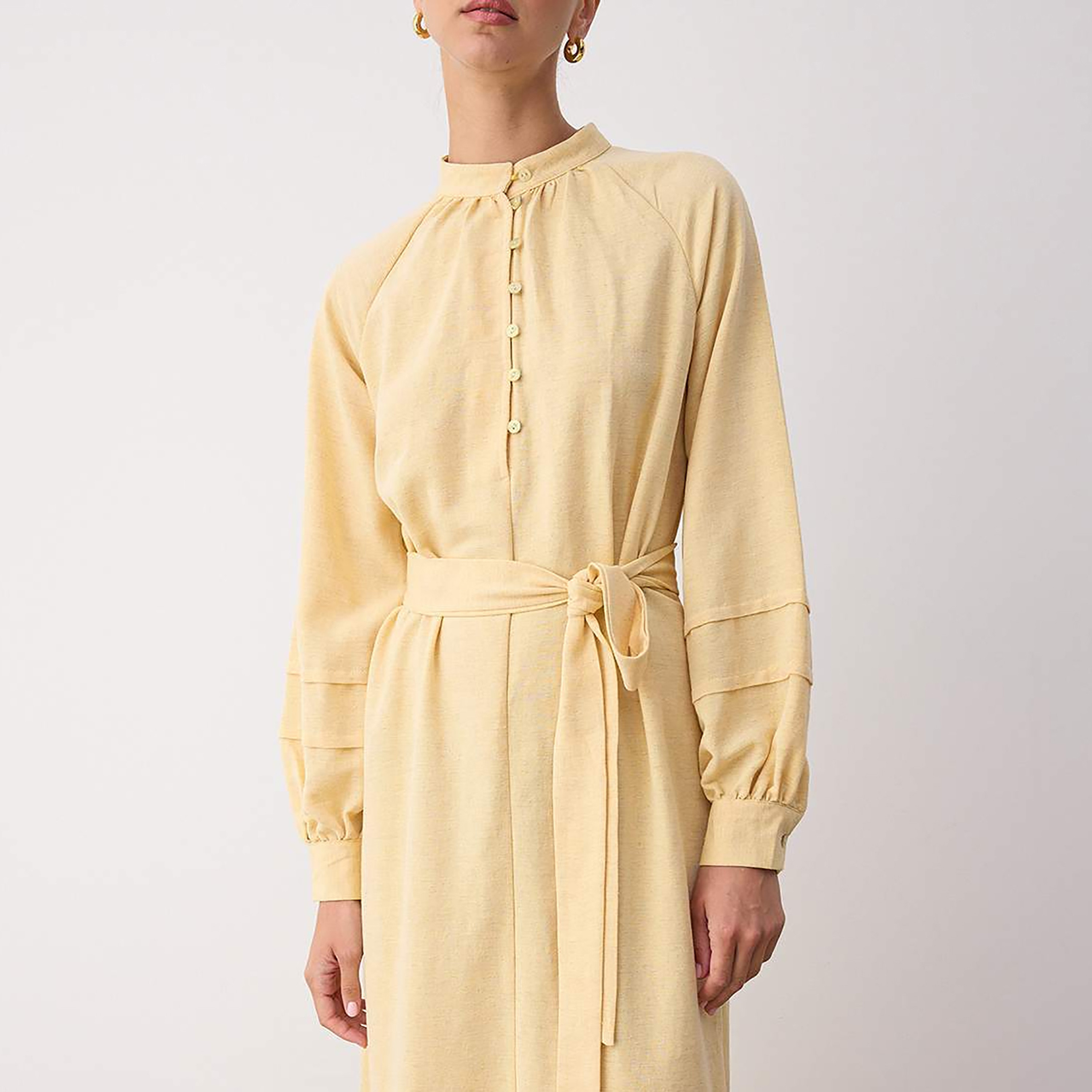 فستان ماكسي حريمي محتشم بياقة ستاند وأكمام رجلان من ترينديول-women-clothing-dresses-image-2