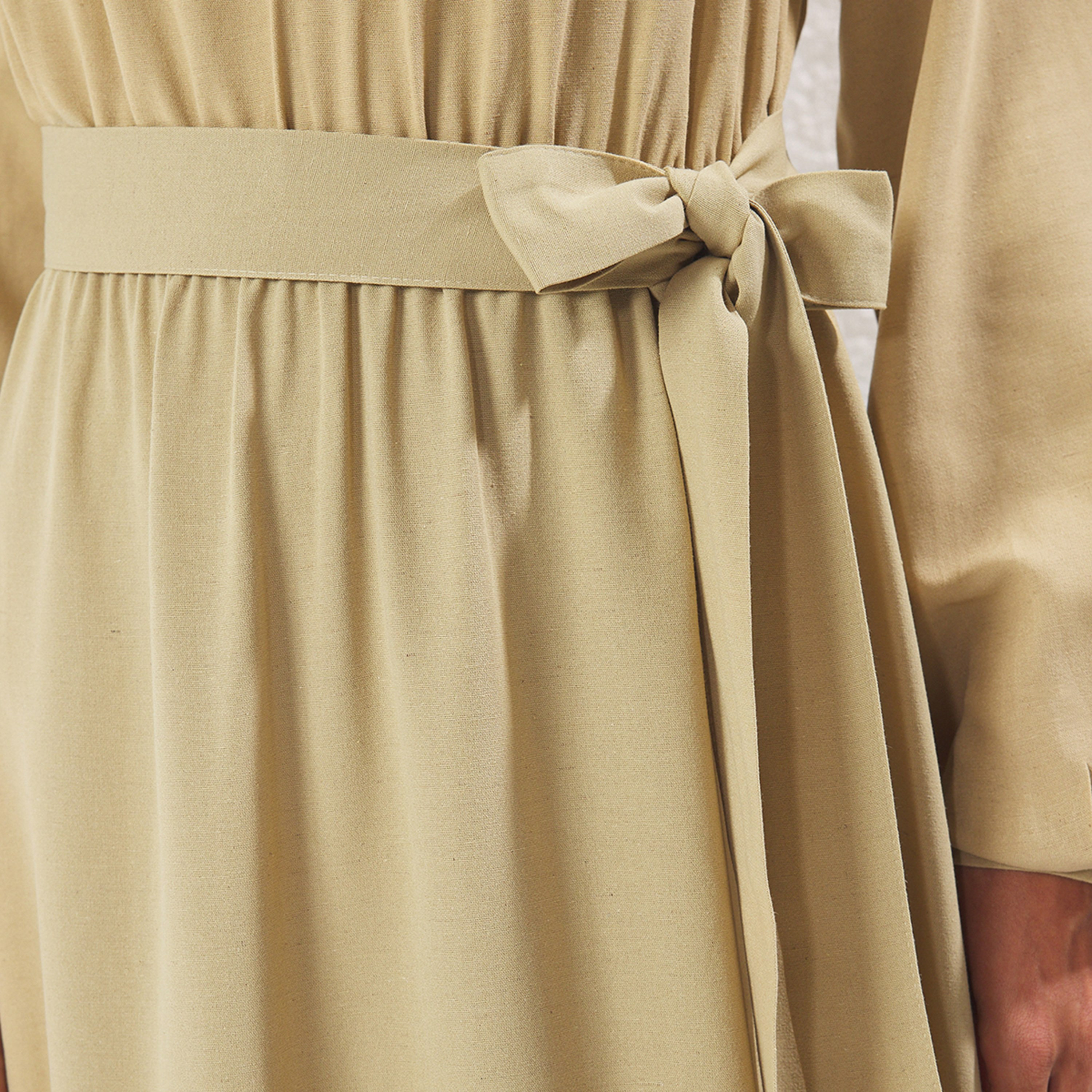 Trendyol Modest Khaki Band Collar Cuffed Sleeves Women's Maxi Dress-women-clothing-dresses-image-4