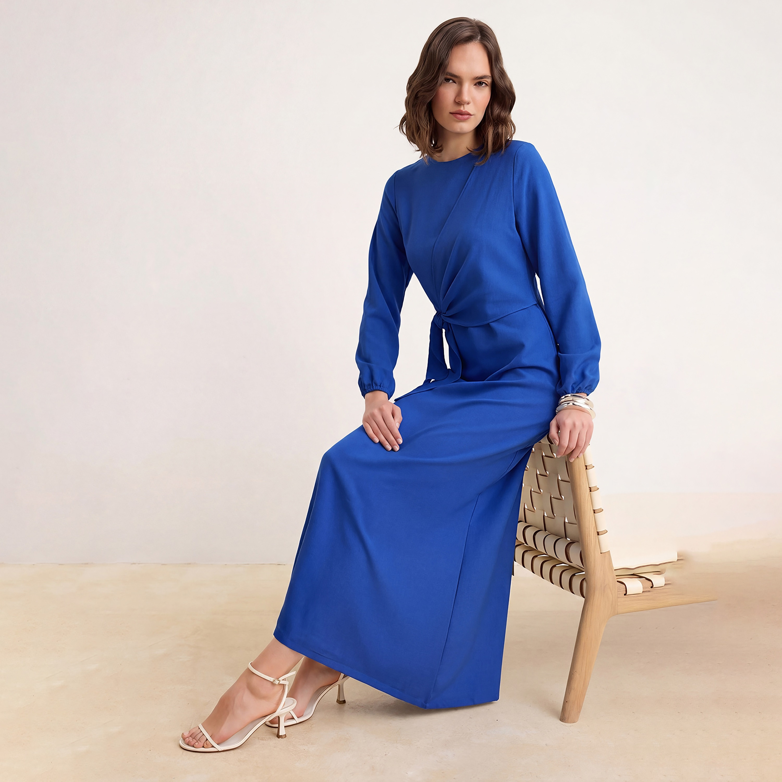 Trendyol Modest Elasticated Cuff Sleeves Sheath Women's Maxi Dress-women-clothing-dresses-image-2