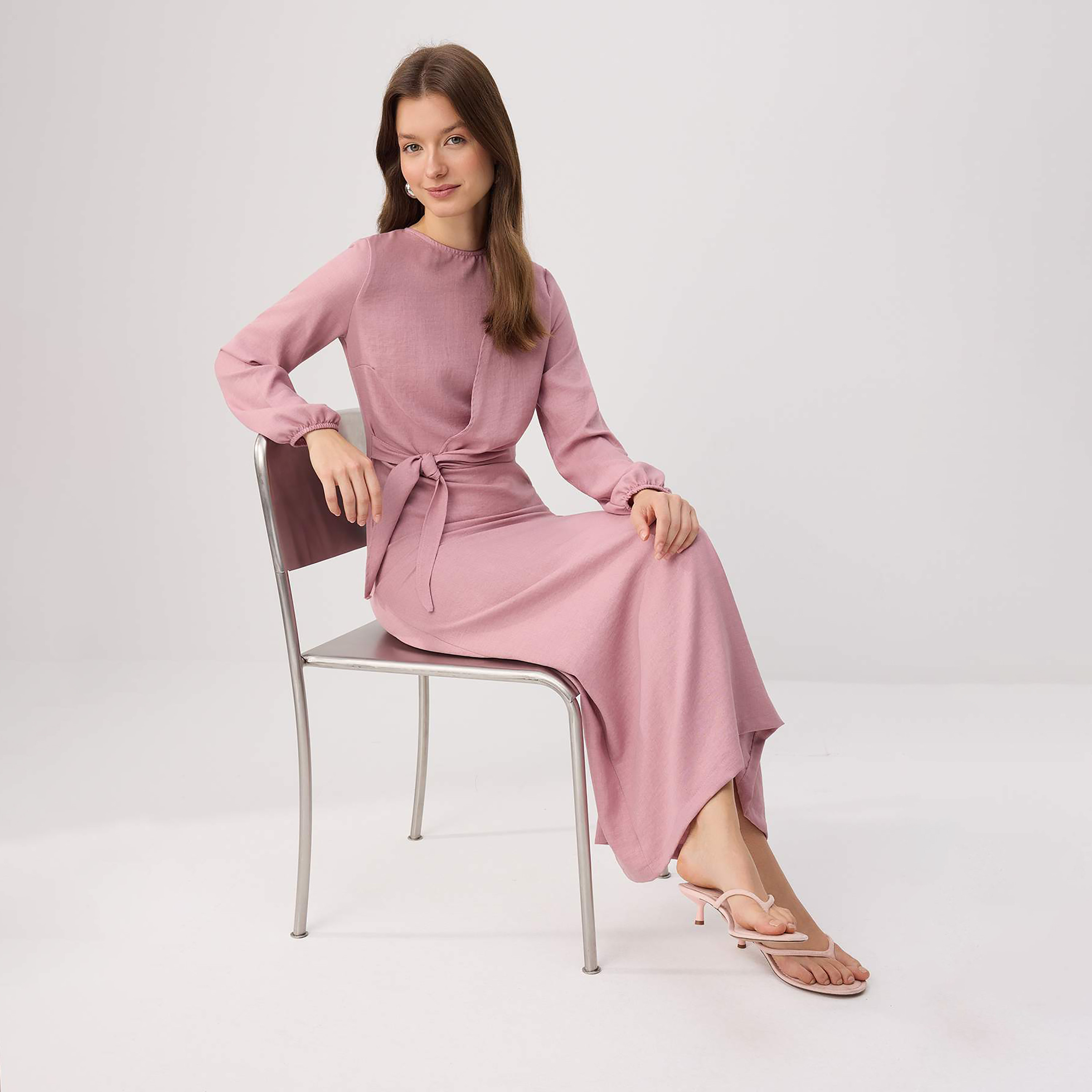 Trendyol Modest Elasticated Cuff Sleeves Sheath Women's Maxi Dress-women-clothing-dresses-image-2