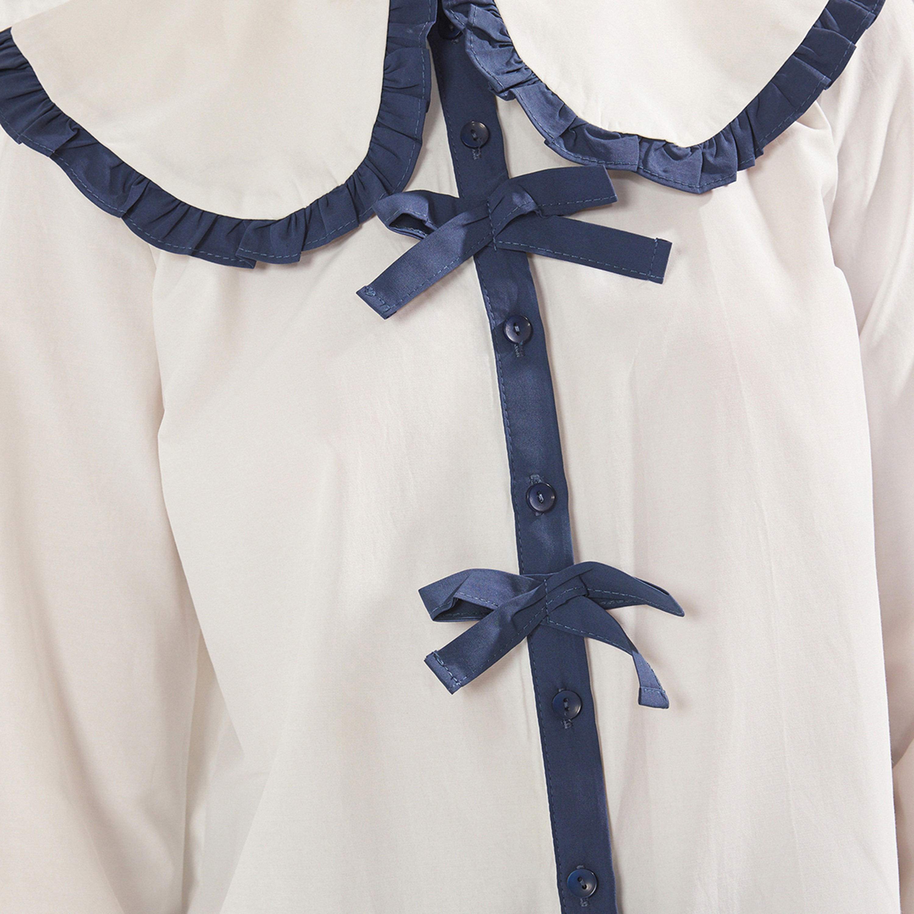 Trendyol Modest White Contrast Trim Peter Pan Collar Women's Shirt-women-clothing-shirtsandblouses-shirts-image-6