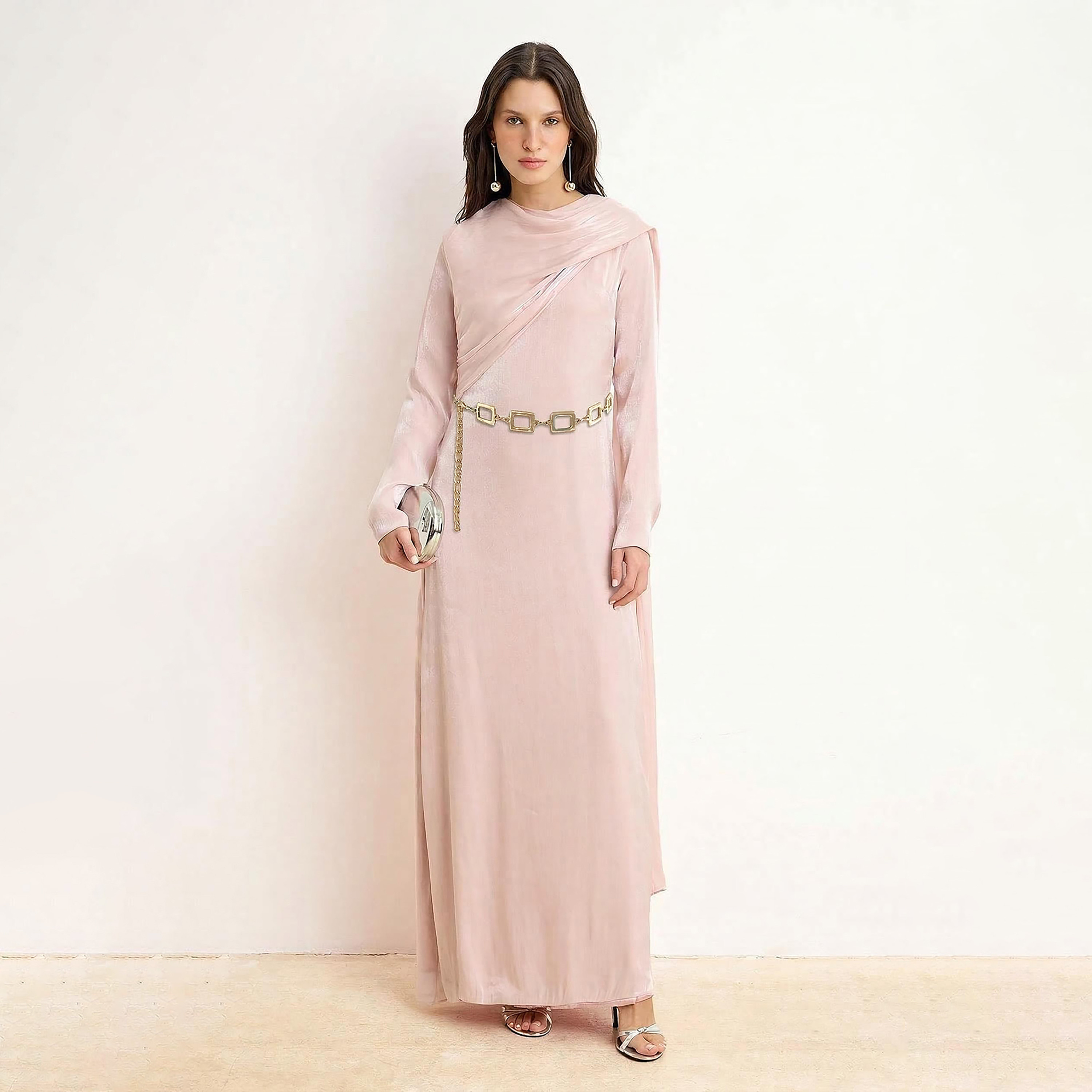 Modest Pink Column Evening Women's Maxi Dress-women-clothing-dresses-image-1