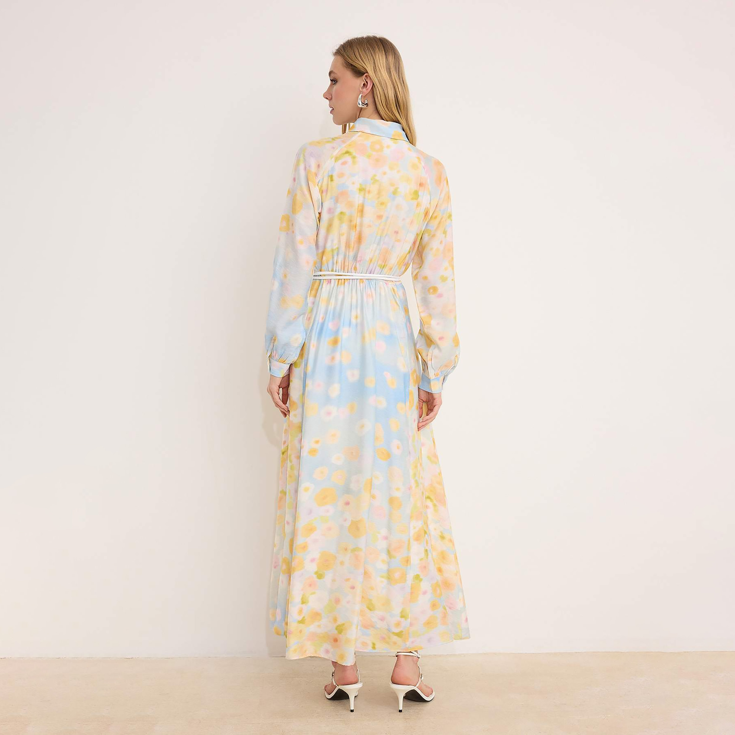Trendyol Modest Multicolour Floral Motifs Collared Raglan Sleeves Women's Maxi Shirt Dress-women-clothing-dresses-image-3