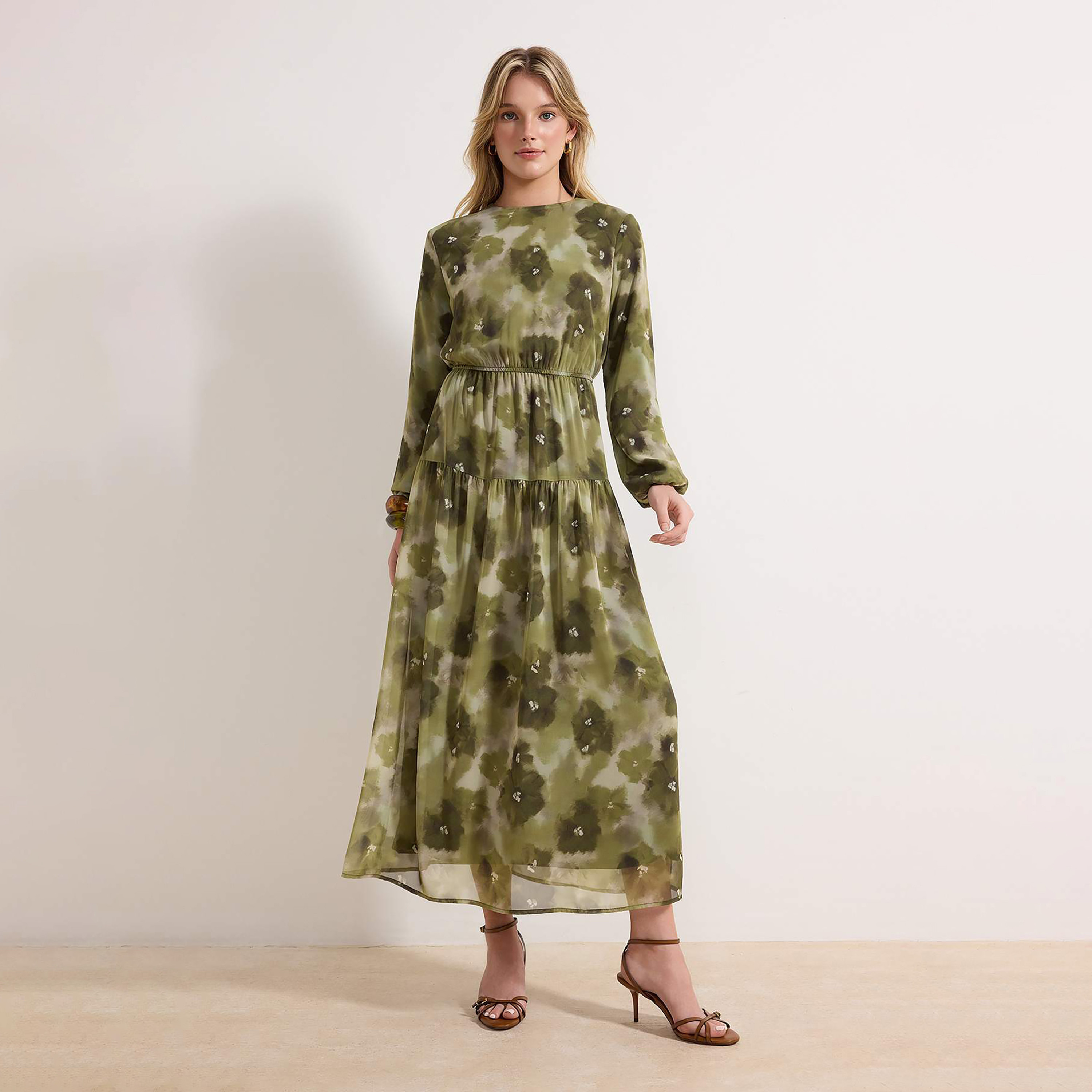 Trendyol Modest Green Abstract Floral Chiffon Women's Maxi Dress-women-clothing-dresses-image-1