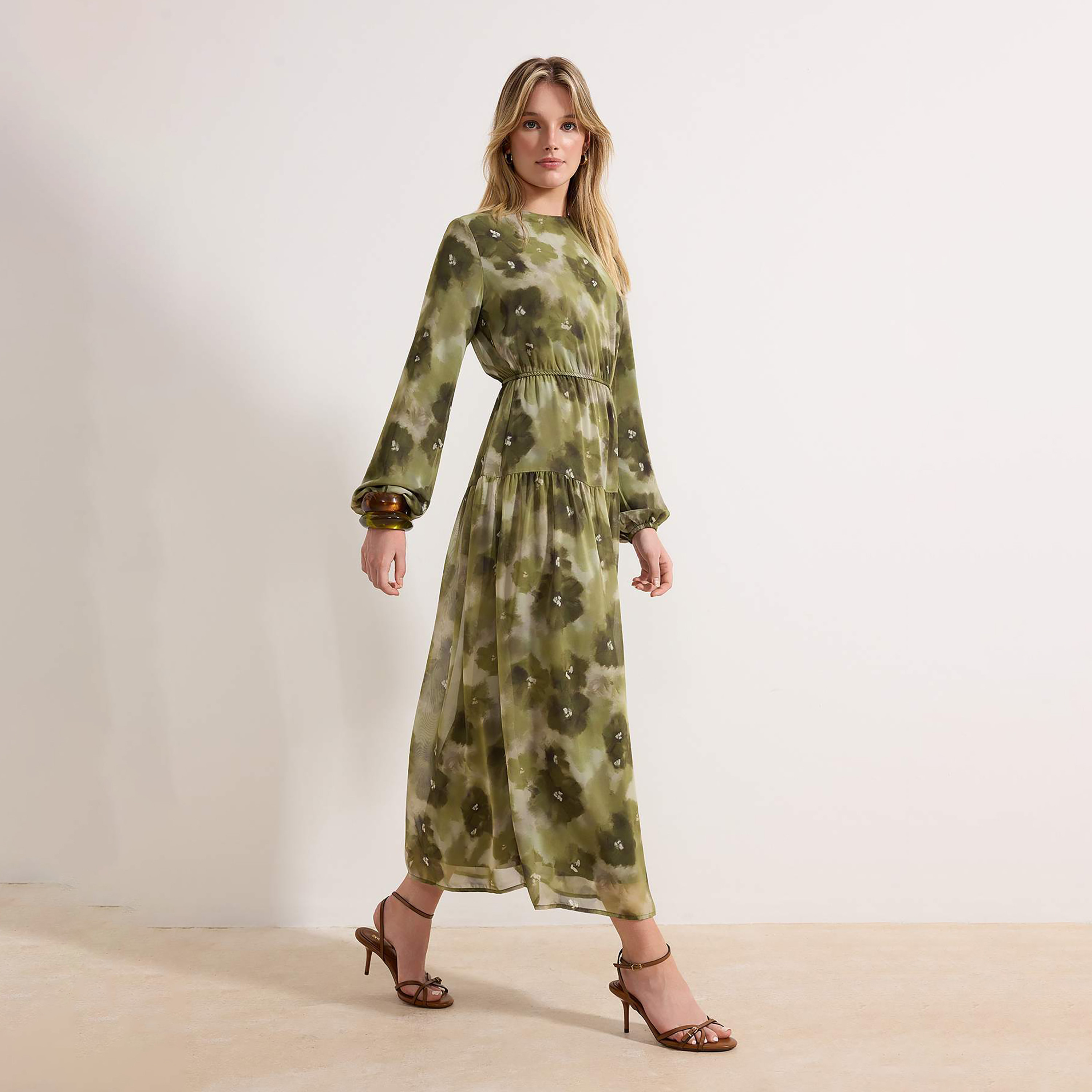 Trendyol Modest Green Abstract Floral Chiffon Women's Maxi Dress-women-clothing-dresses-image-2