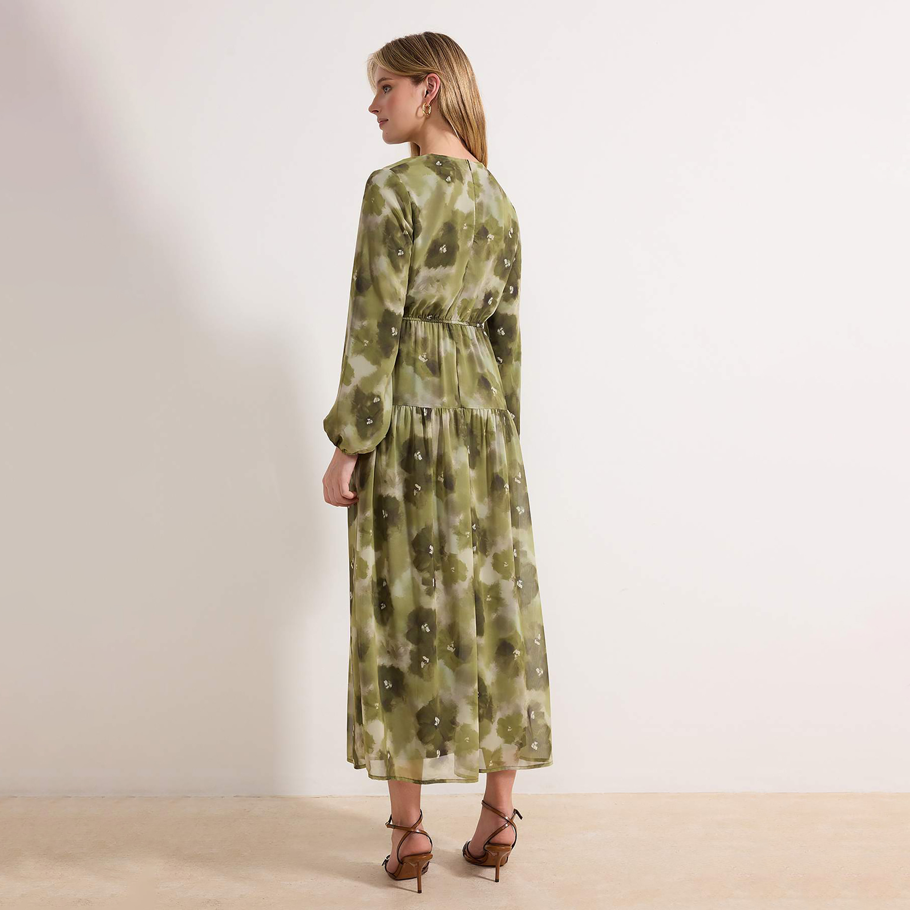 Trendyol Modest Green Abstract Floral Chiffon Women's Maxi Dress-women-clothing-dresses-image-3
