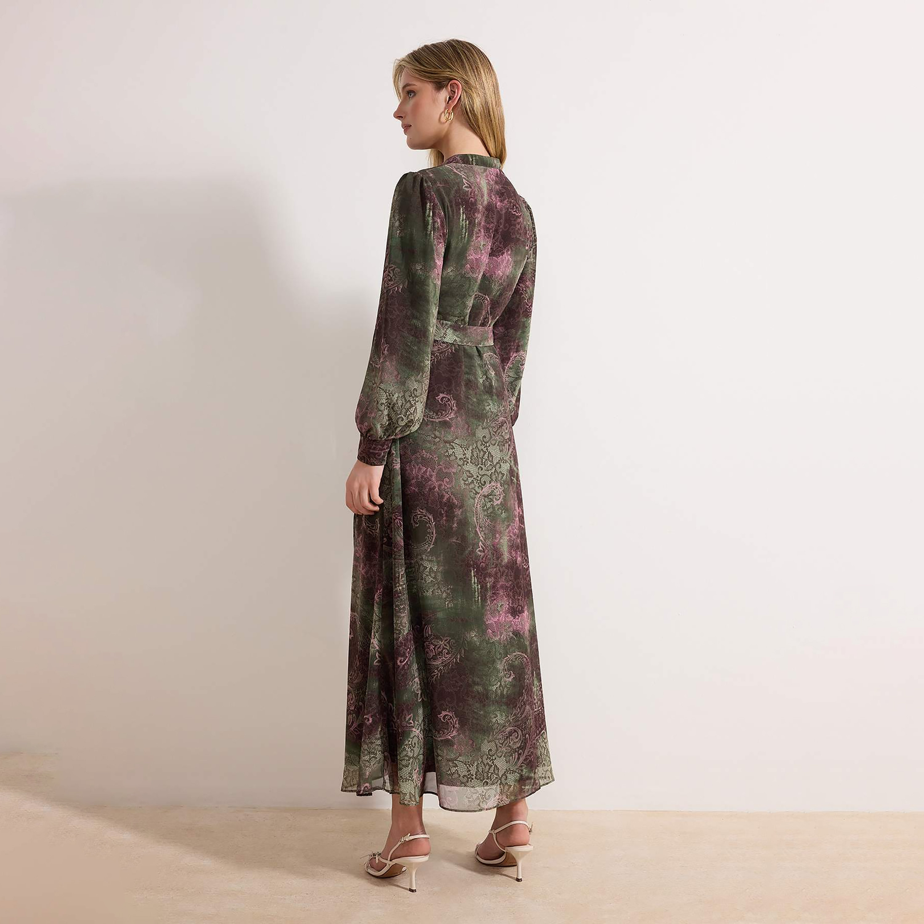 Trendyol Modest Multicolour Paisley Mandarin Collar Puff Sleeves Women's Maxi Shirt Dress-women-clothing-dresses-image-3