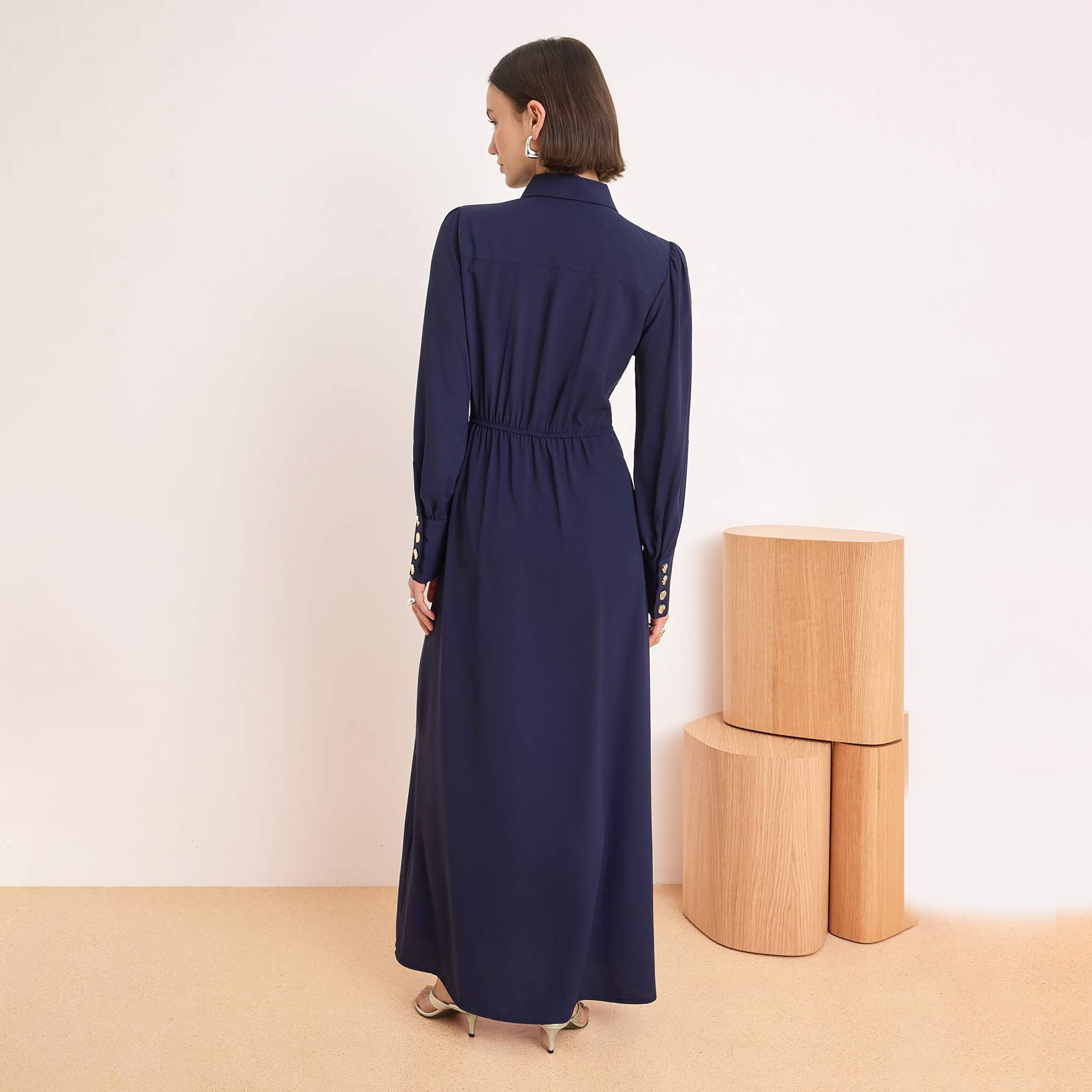 Trendyol Modest Collared Bishop Sleeves Women's Maxi Shirt Dress-women-clothing-dresses-image-3