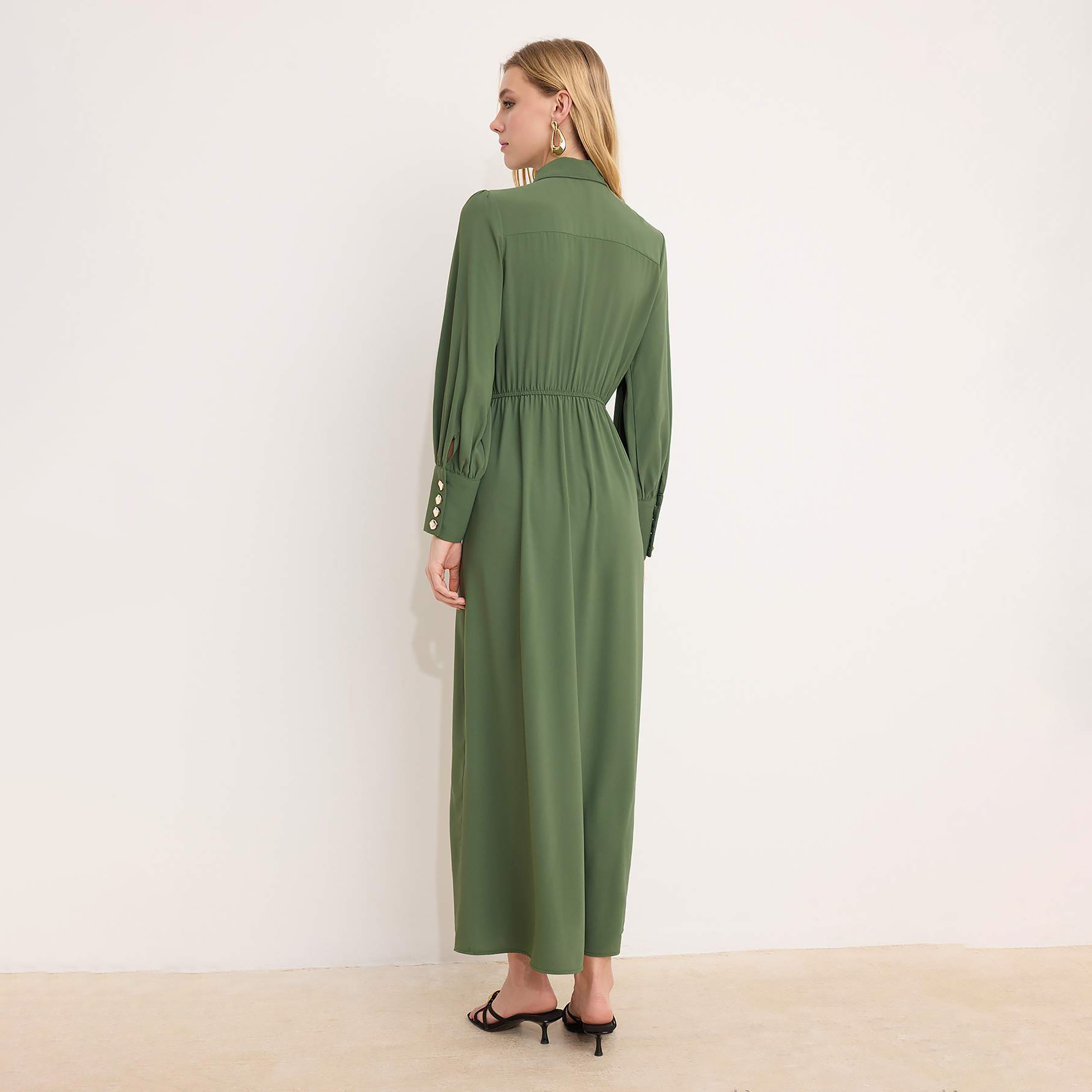 Trendyol Modest Collared Bishop Sleeves Women's Maxi Shirt Dress-women-clothing-dresses-image-3