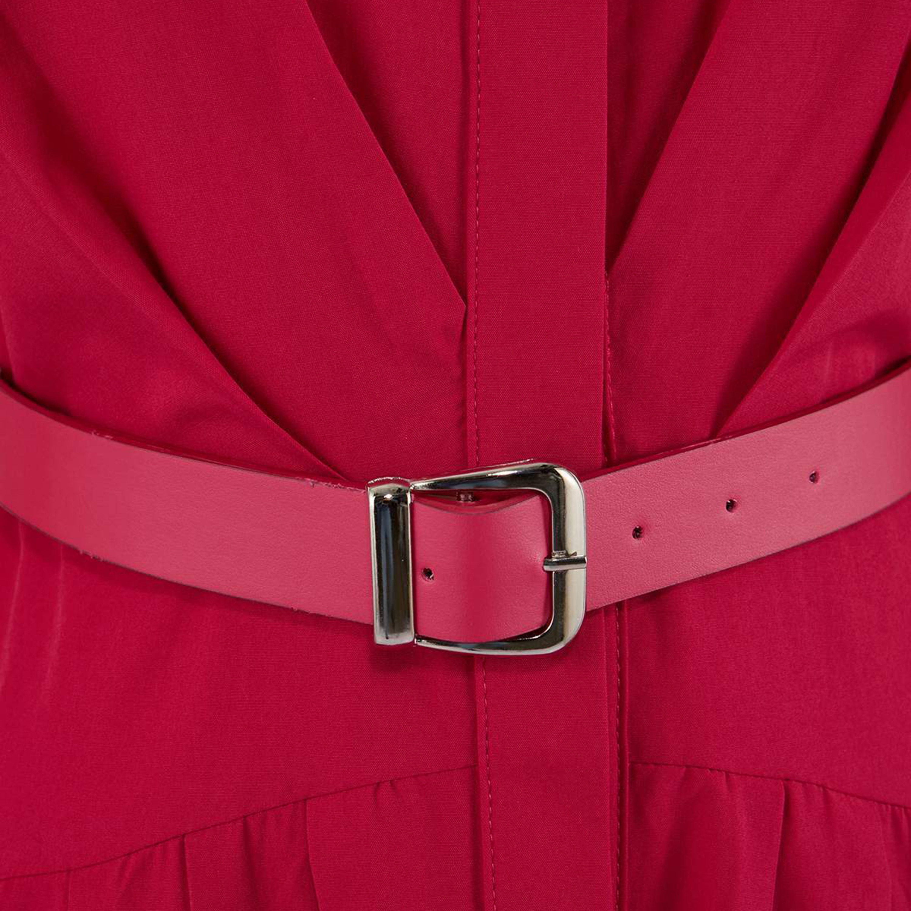 Trendyol Modest Red Collared Women's Maxi Shirt Dress-women-clothing-dresses-image-3