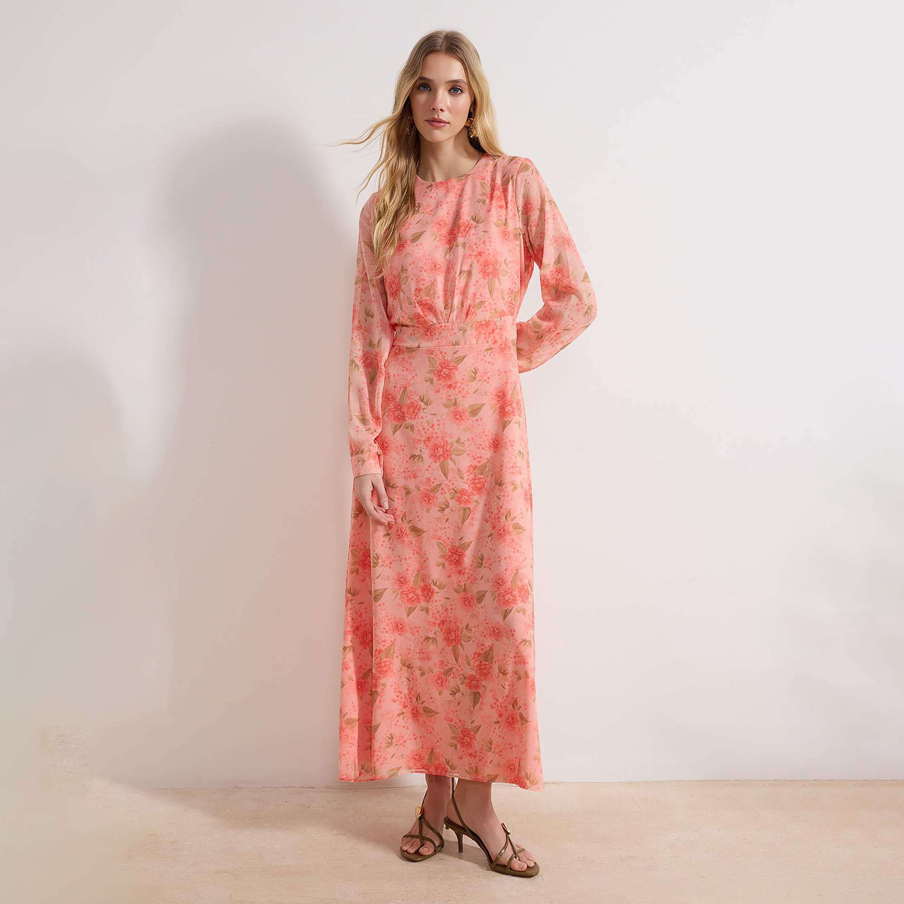 Trendyol Modest Pink Floral Print Women's Maxi Dress-women-clothing-dresses-image-1