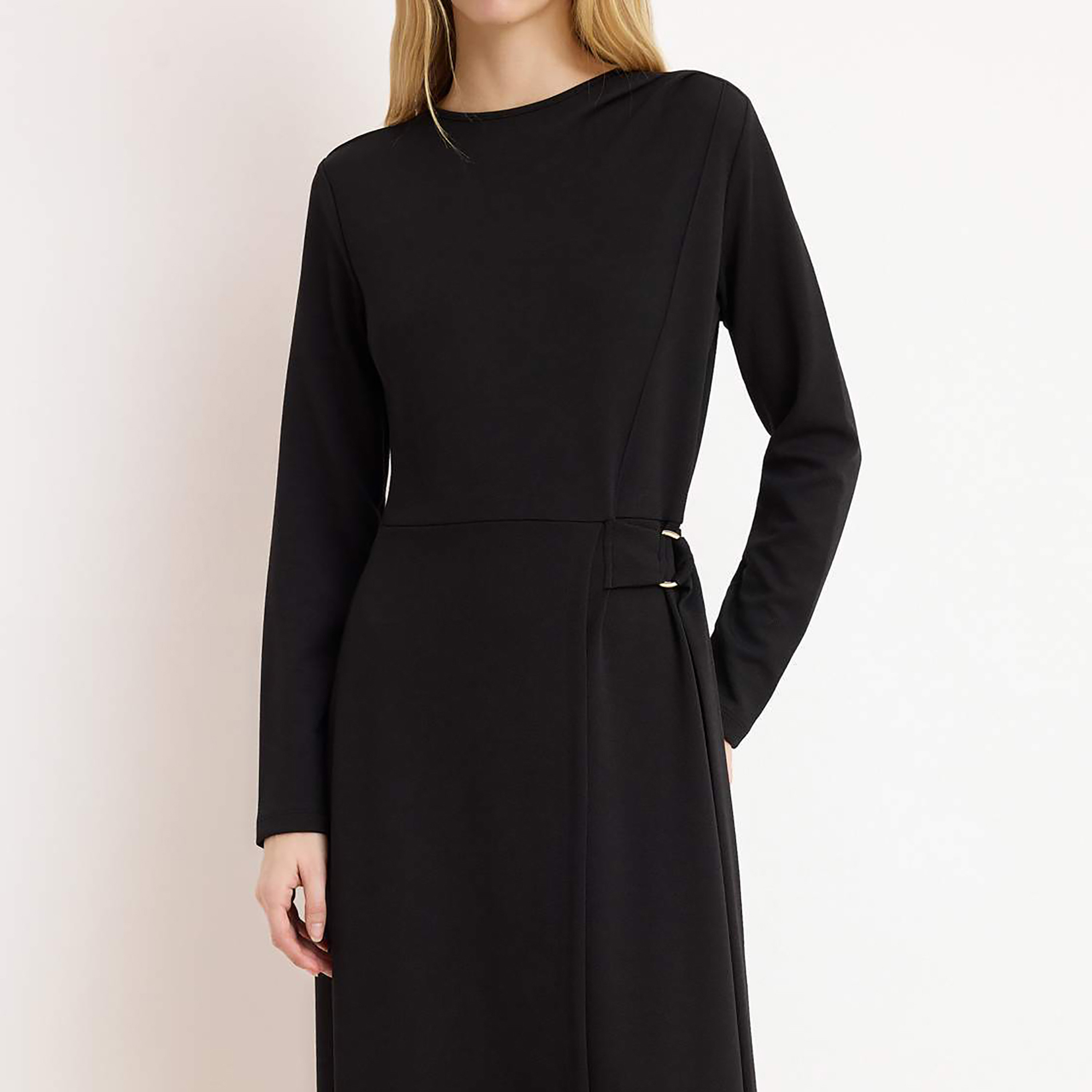 Trendyol Modest Crepe Fitted Sleeves Fit & Flared Women's Maxi Dress-women-clothing-dresses-image-4