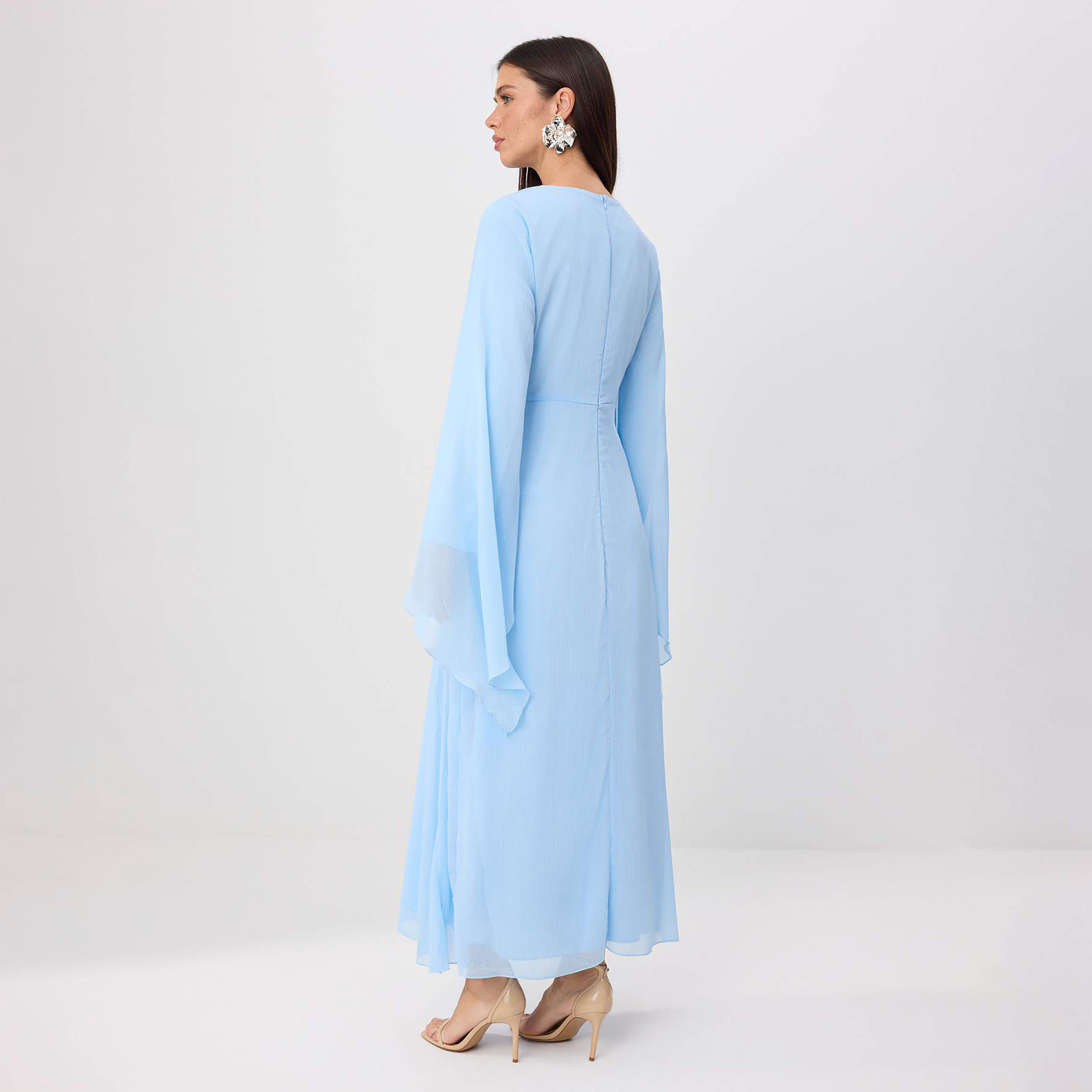 Trendyol Modest Silk Chiffon Flared Sleeves Fit & Flared Women's Maxi Dress-women-clothing-dresses-image-3