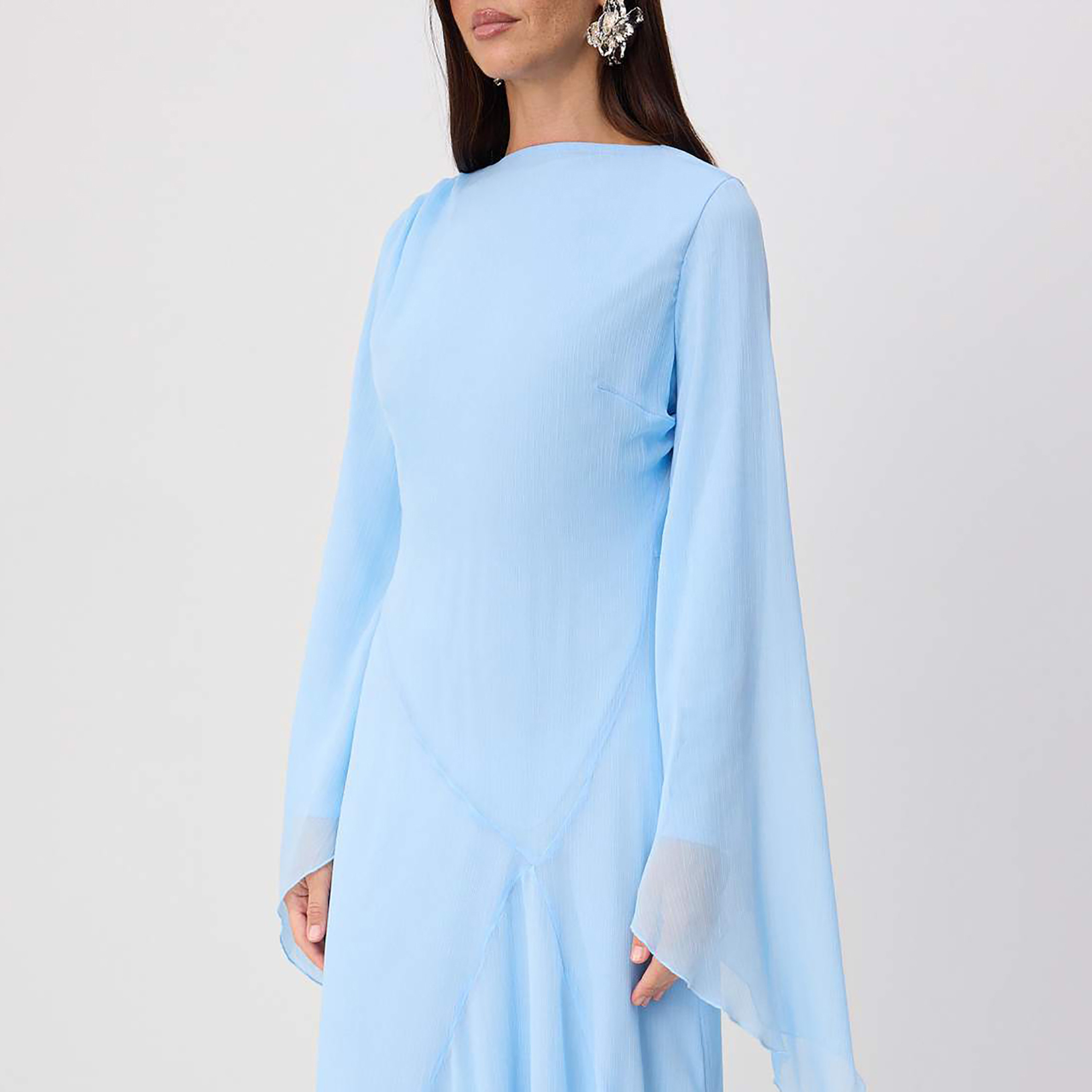 Trendyol Modest Silk Chiffon Flared Sleeves Fit & Flared Women's Maxi Dress-women-clothing-dresses-image-4