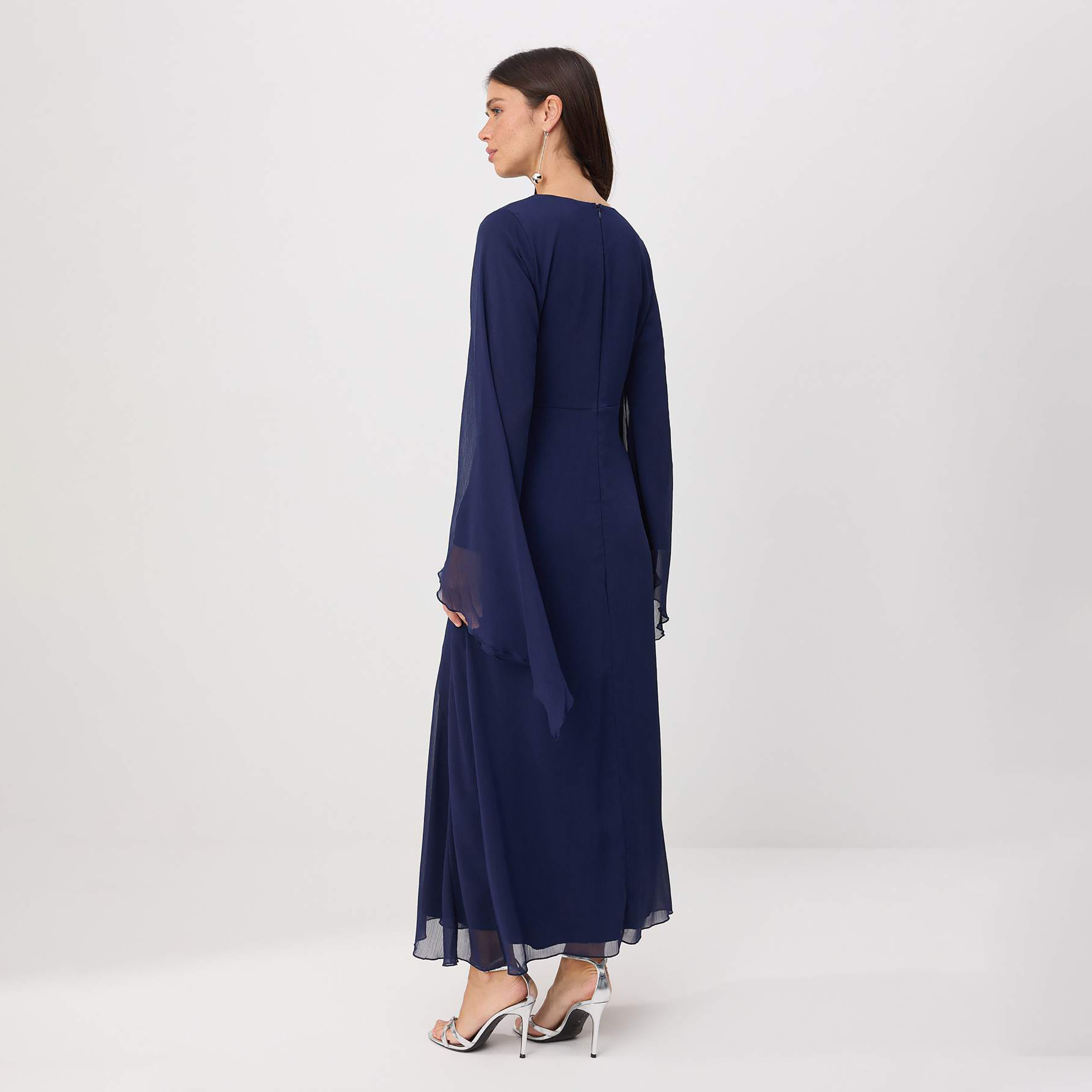 Trendyol Modest Silk Chiffon Flared Sleeves Fit & Flared Women's Maxi Dress-women-clothing-dresses-image-3