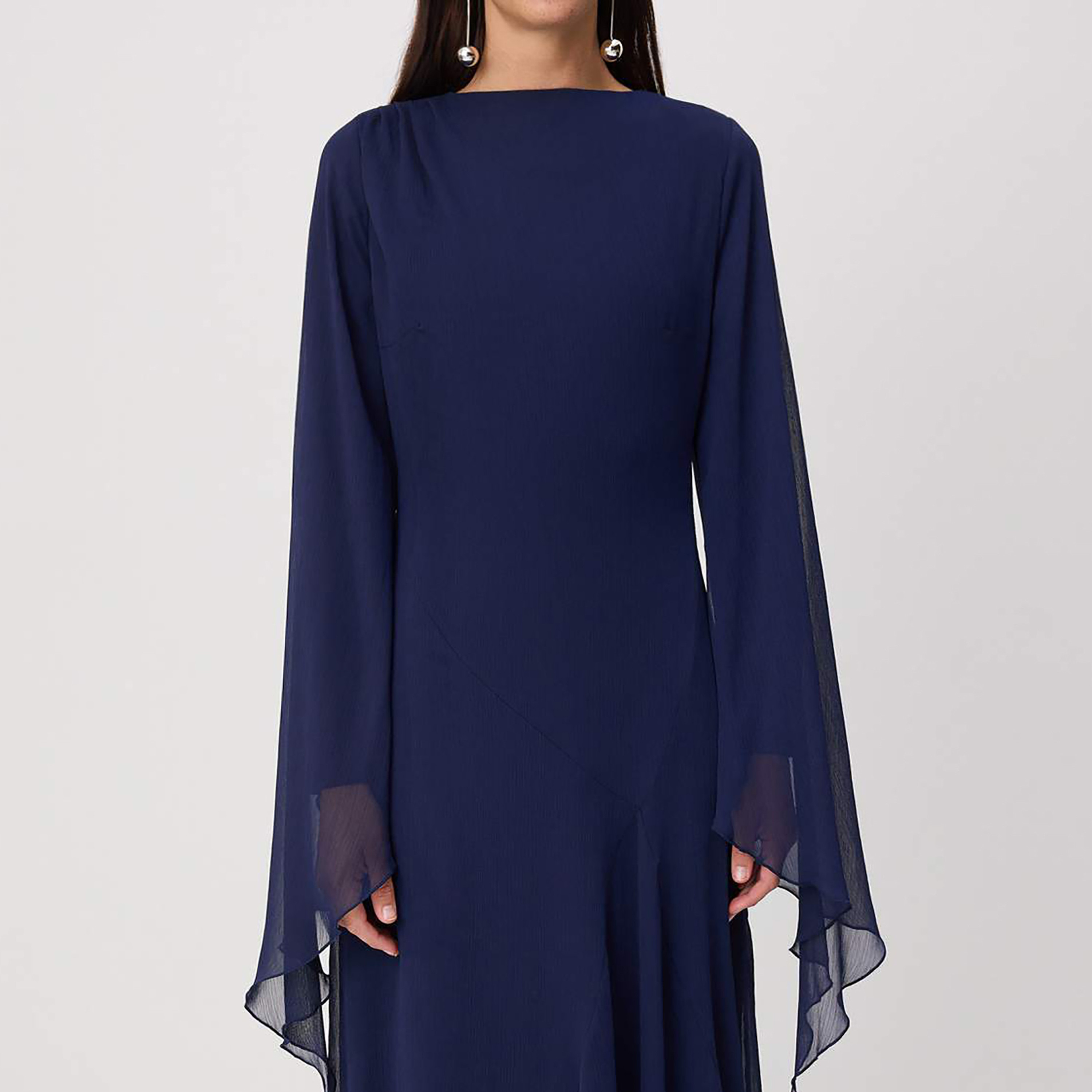 Trendyol Modest Silk Chiffon Flared Sleeves Fit & Flared Women's Maxi Dress-women-clothing-dresses-image-4
