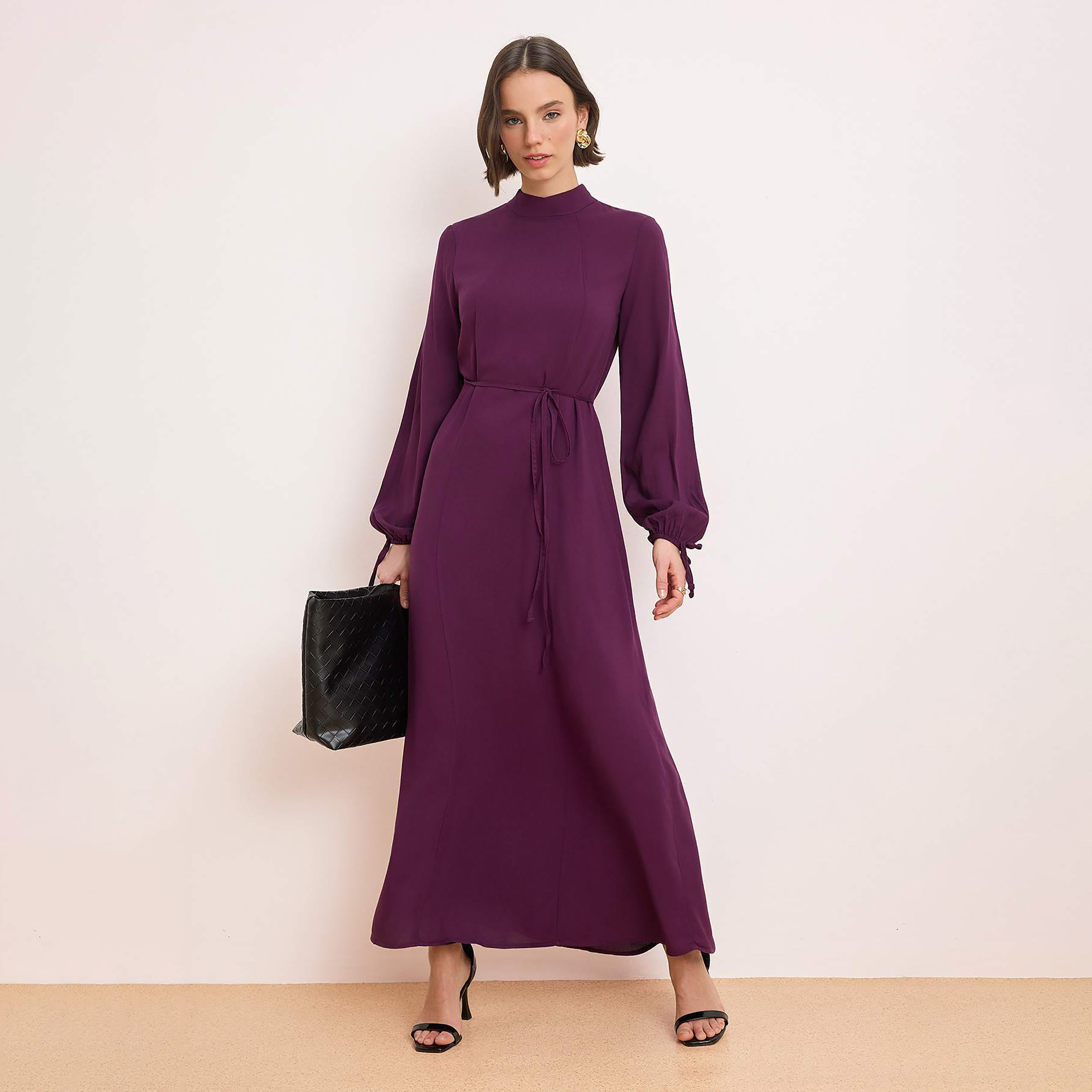 Trendyol Modest Purple High Neck Evening Women's Maxi Dress-women-clothing-dresses-image-1