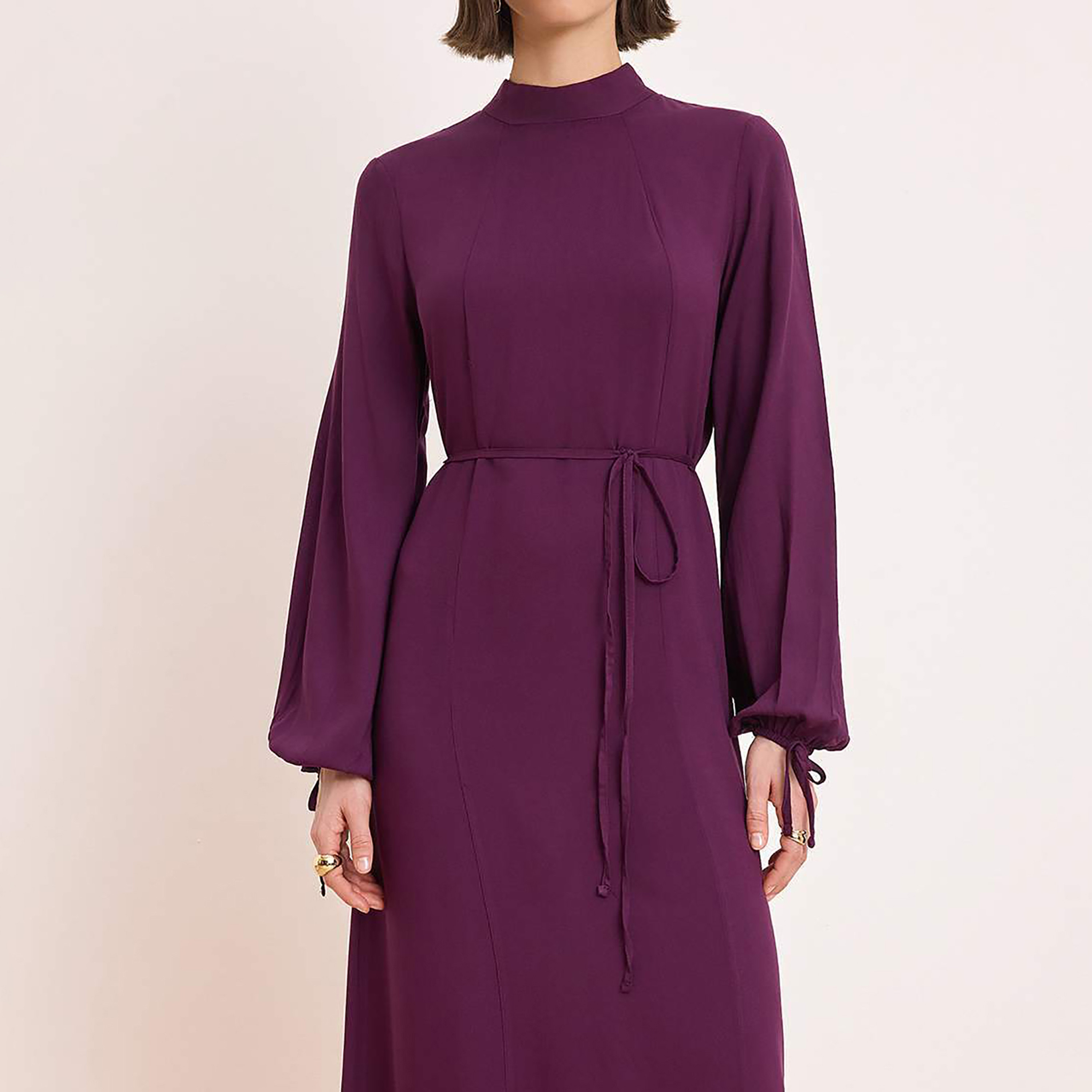 Trendyol Modest Purple High Neck Evening Women's Maxi Dress-women-clothing-dresses-image-4