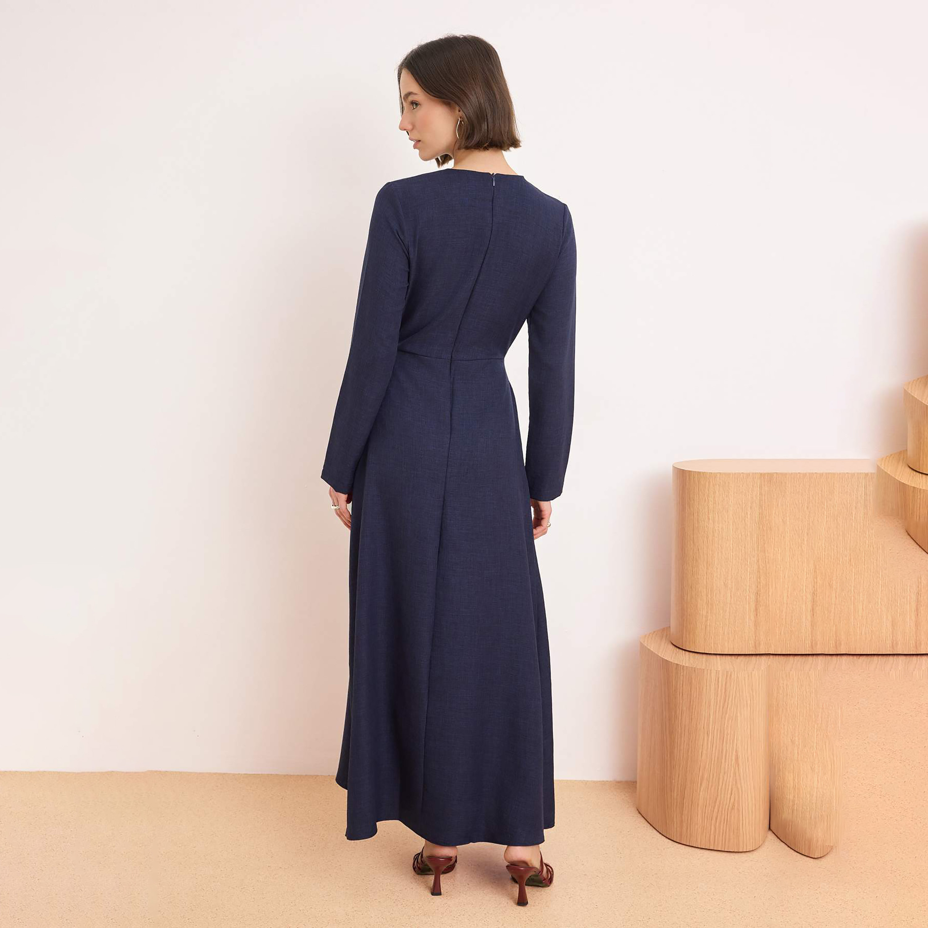 Trendyol Modest Blue Fit & Flared Women's Maxi Dress-women-clothing-dresses-image-3