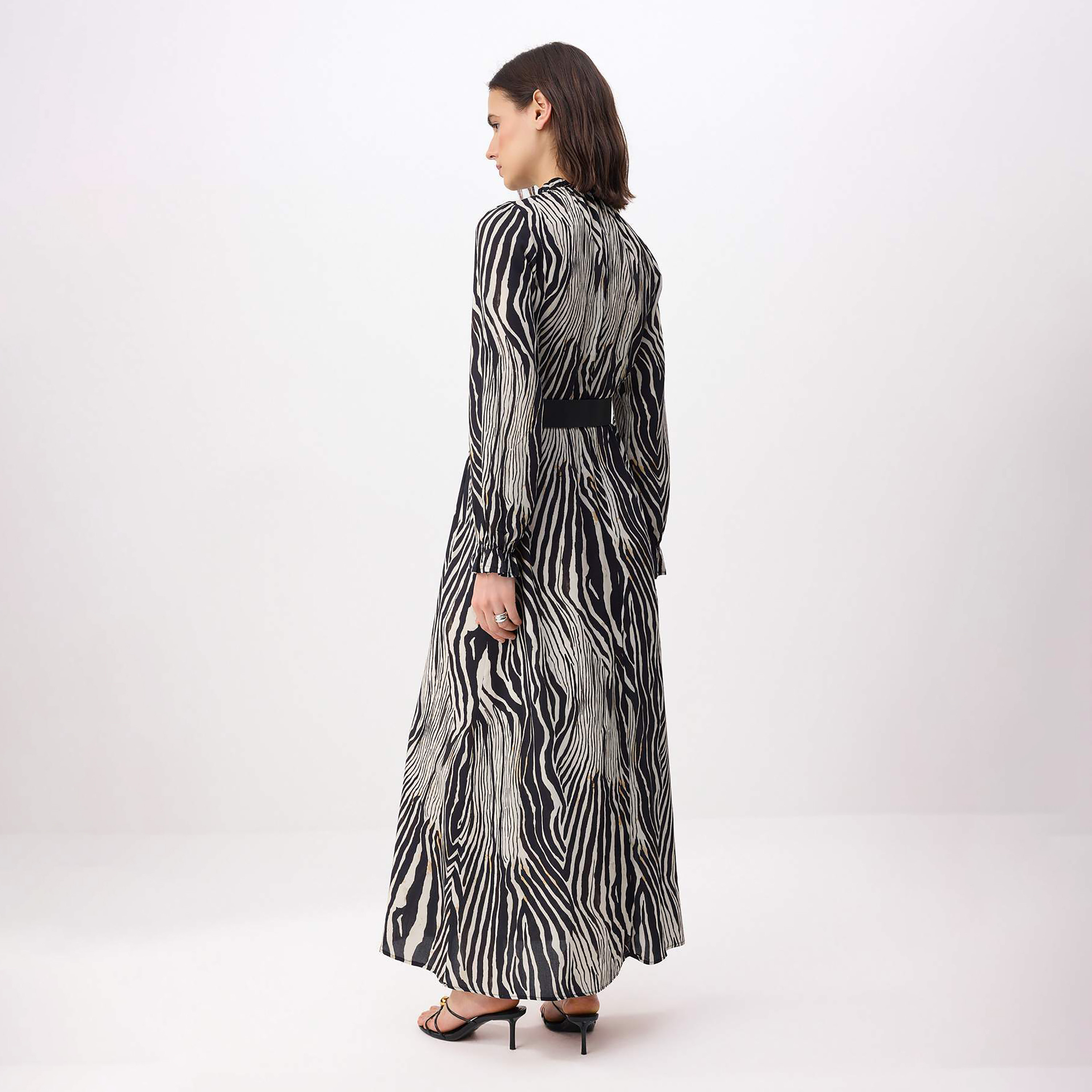 Trendyol Modest Black Zebra Print Tie-Up Neck Women's Maxi Dress-women-clothing-dresses-image-3