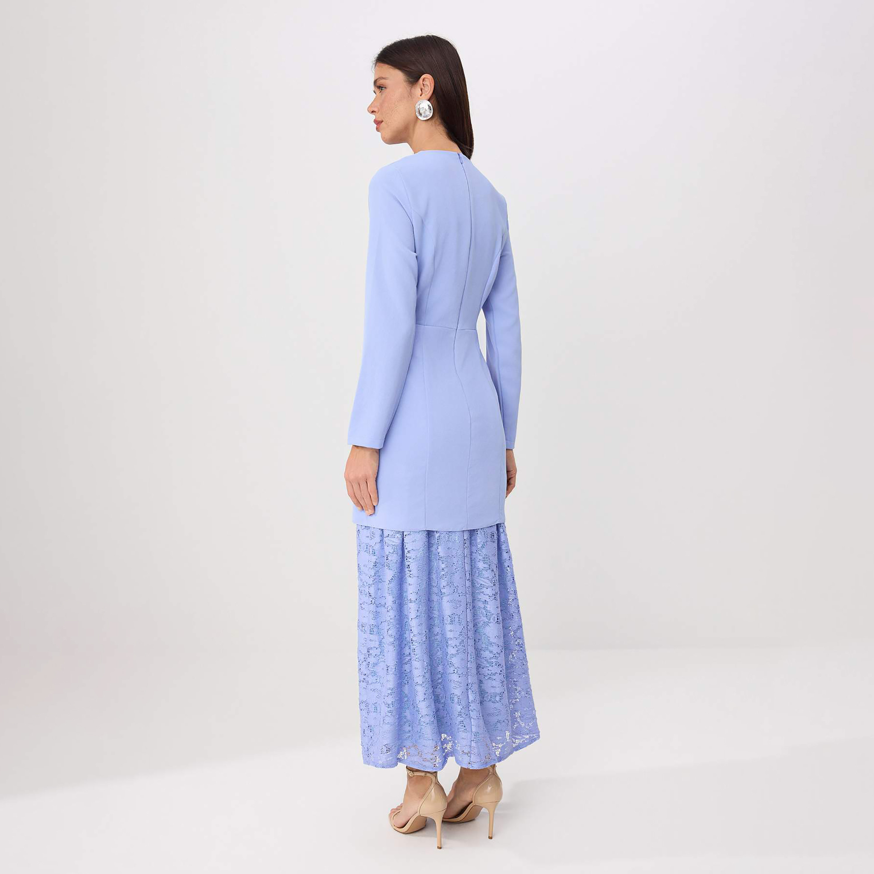 Trendyol Modest Blue Lace Panelled Drop-Waist Women's Maxi Dress-women-clothing-dresses-image-3