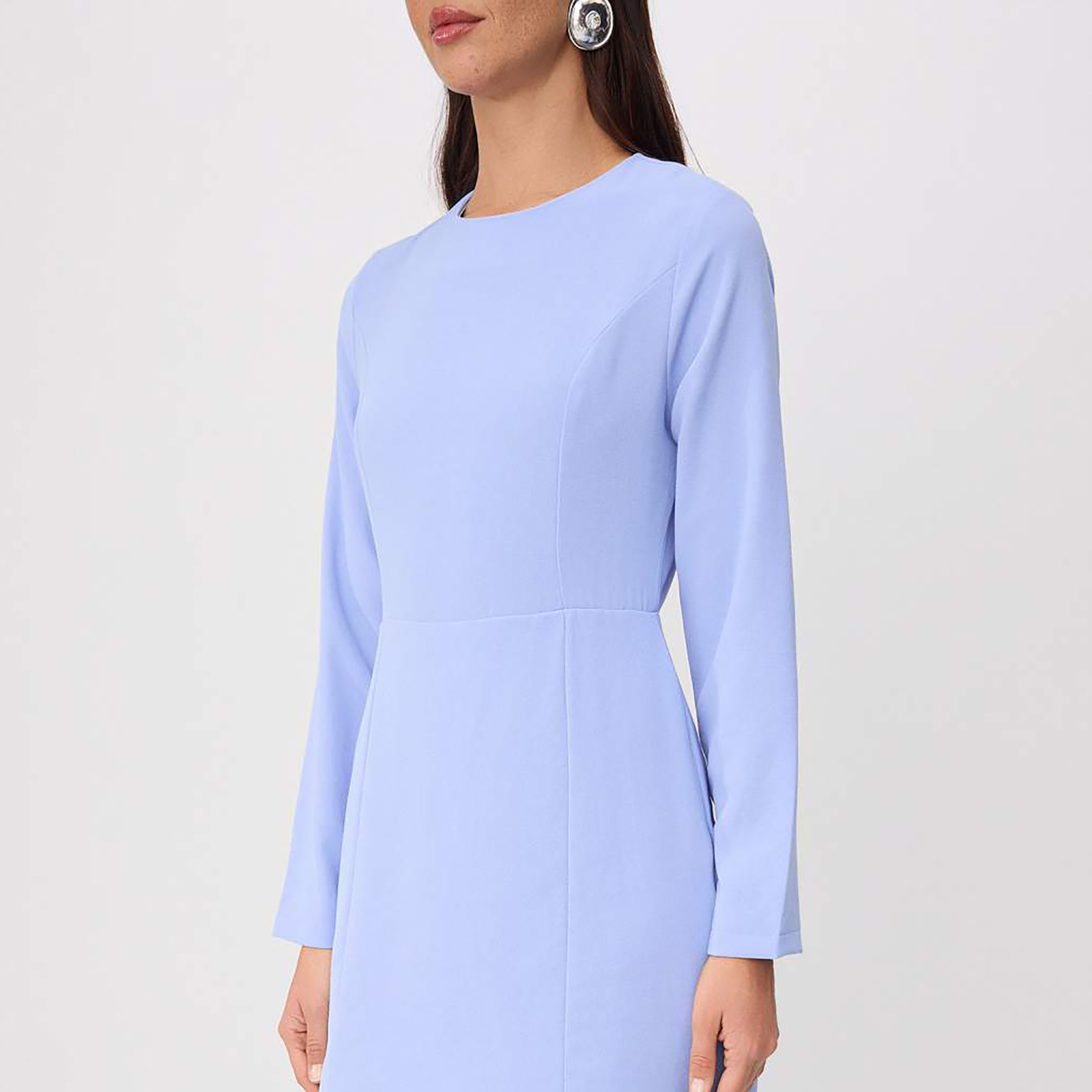 Trendyol Modest Blue Lace Panelled Drop-Waist Women's Maxi Dress-women-clothing-dresses-image-4