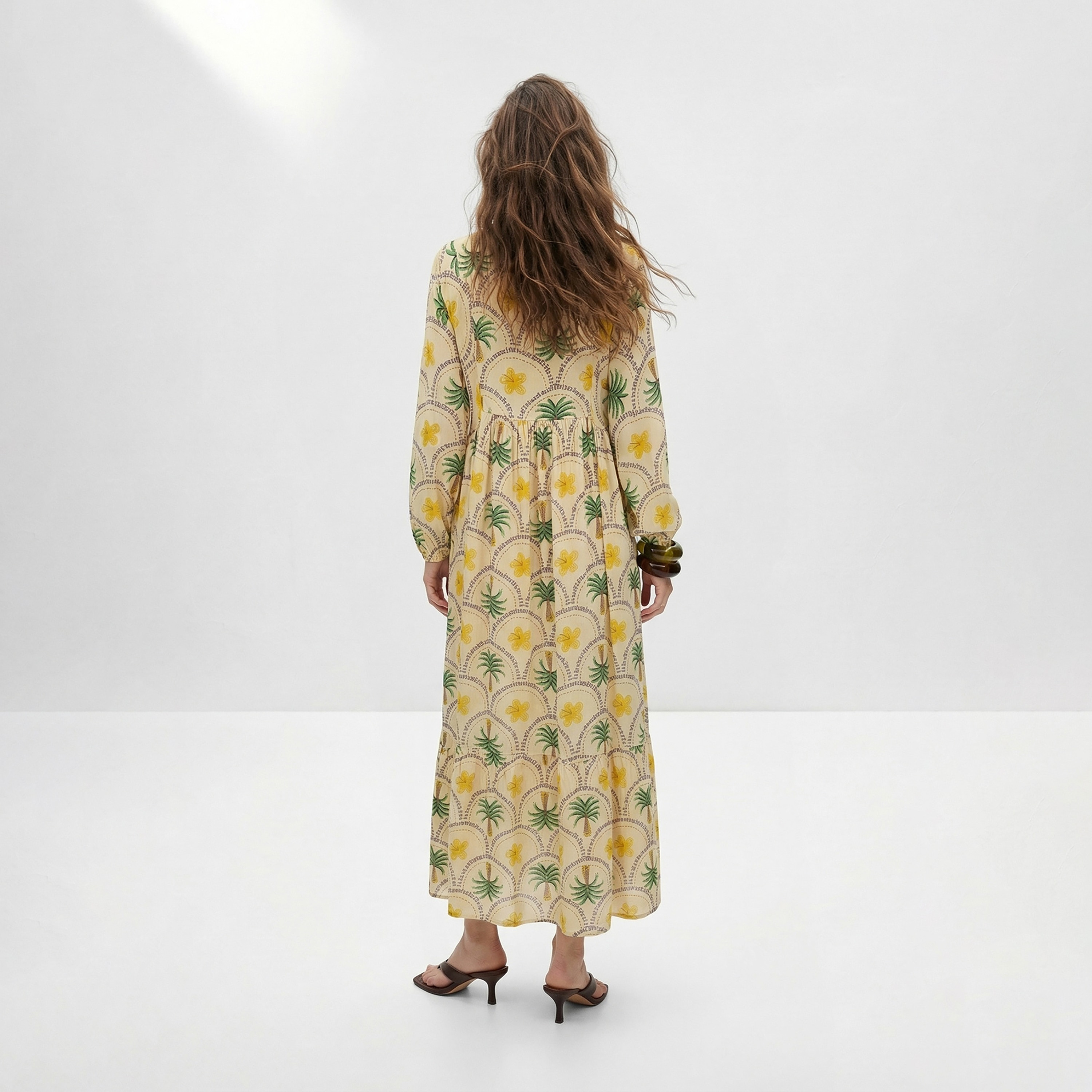 Modest Pink Tropical Floral Print Tiered Women's Maxi Dress-women-clothing-dresses-image-3