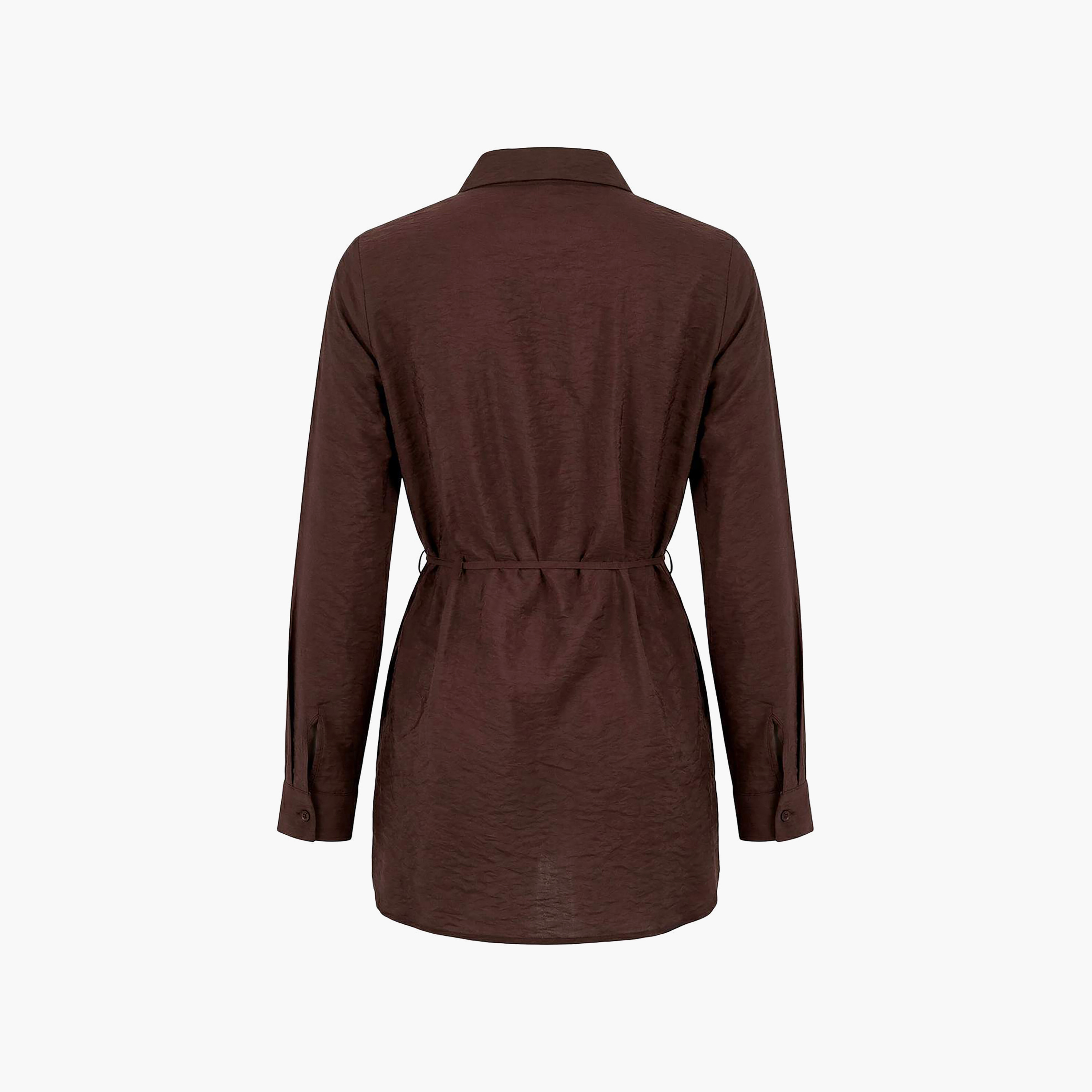 قميص حريمي محتشم بملمس بارز وياقة مدببة من ترينديول-women-clothing-shirtsandblouses-shirts-image-5